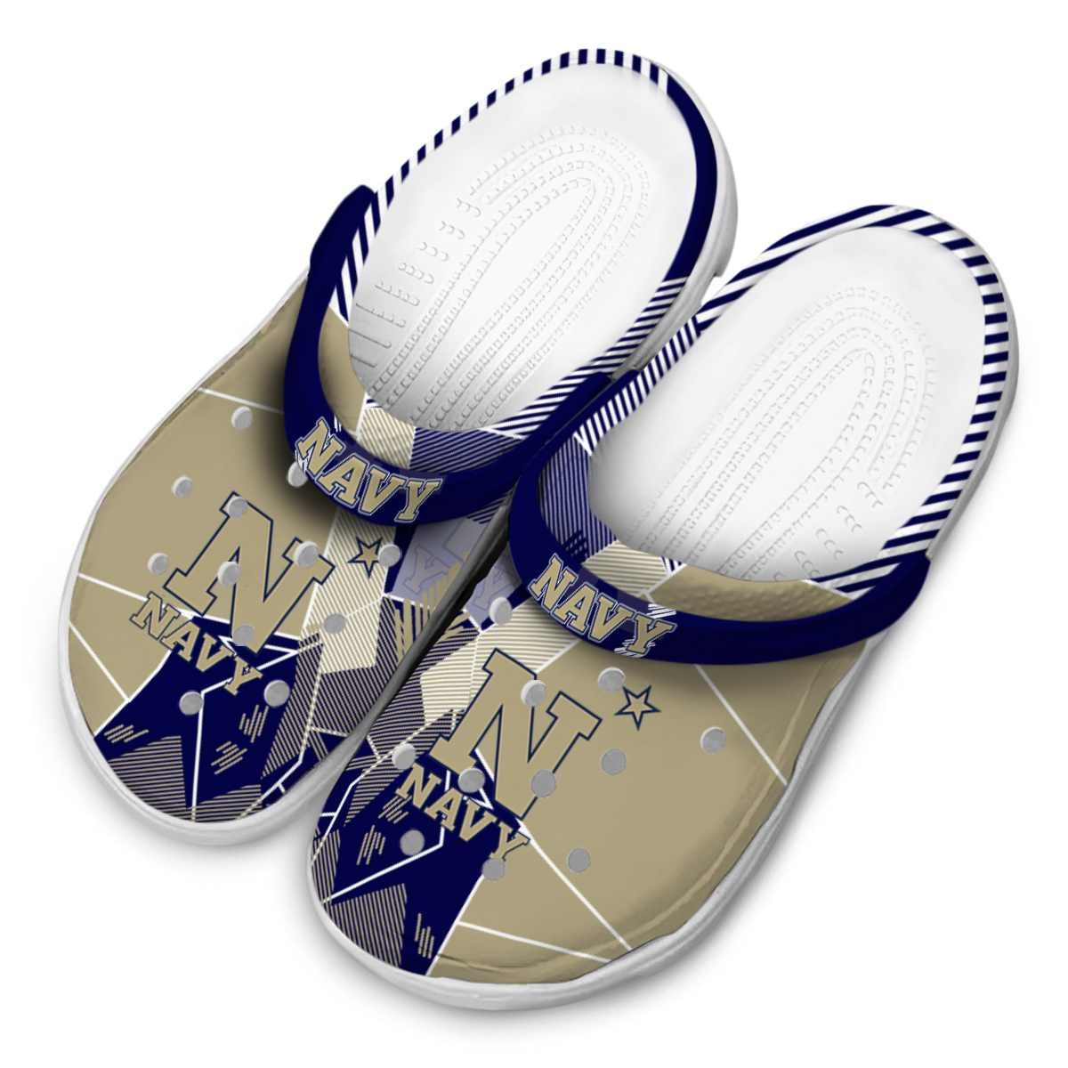 Merchidea Navy Midshipmen NCAA Sport Crocs Crocband Clogs Shoes Comfortable For Men Women and Kids