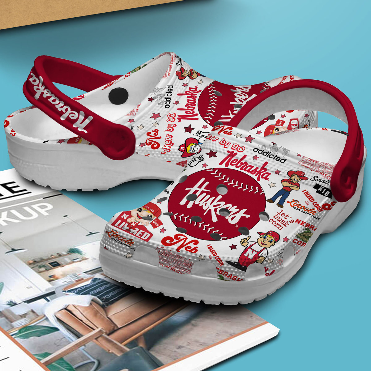 Merchidea Nebraska Cornhuskers Football NCAA Sport Crocs Crocband Clogs Shoes Comfortable For Men Women and Kids