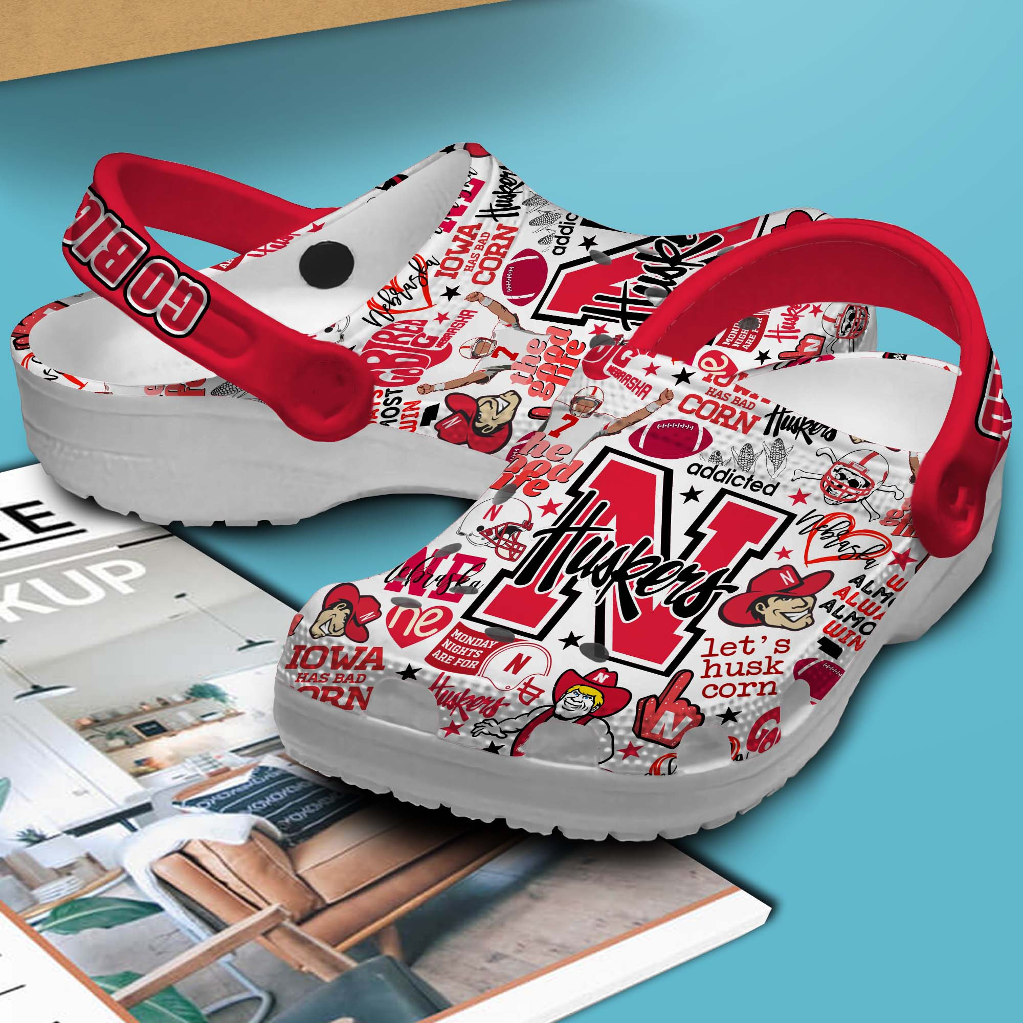 Merchidea Nebraska Cornhuskers NCAA Sport Crocs Crocband Clogs Shoes Comfortable For Men Women and Kids
