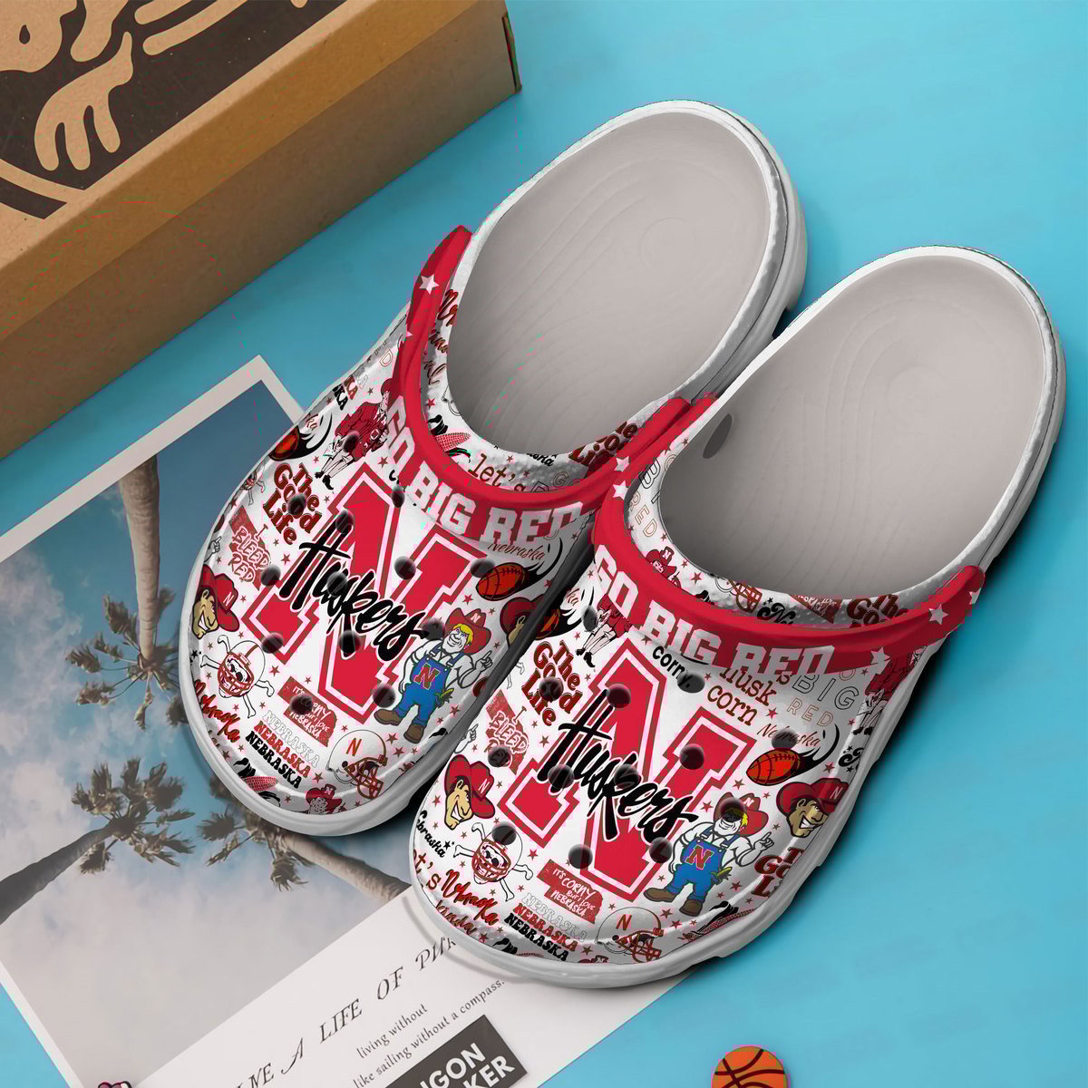 Merchidea Nebraska Cornhuskers NCAA Sport Crocs Crocband Clogs Shoes Comfortable For Men Women and Kids