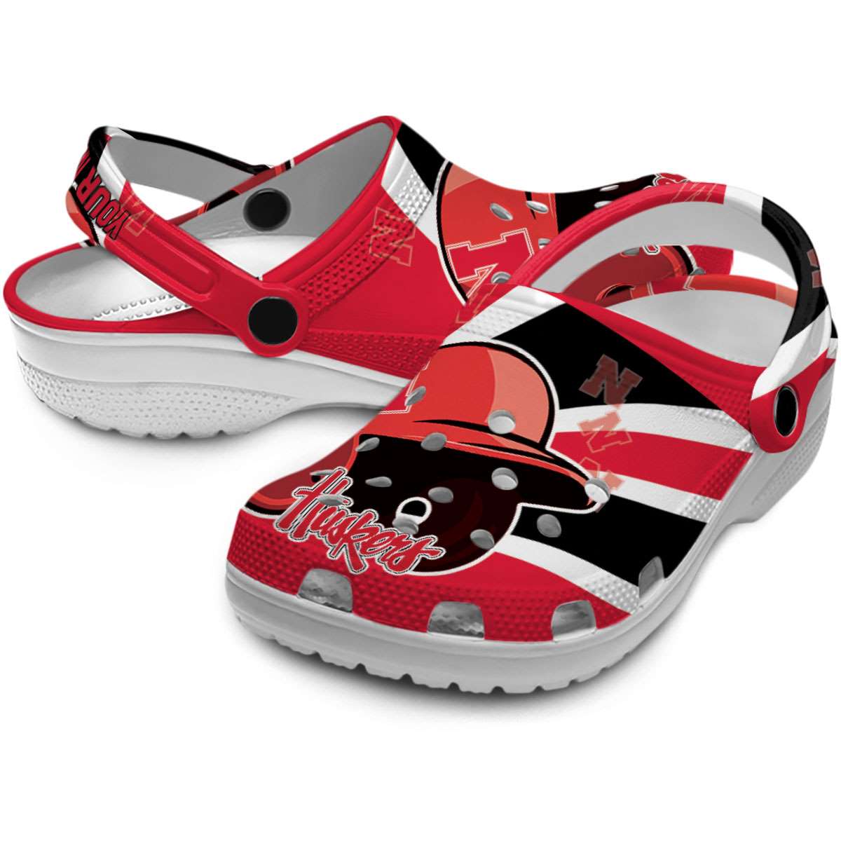 Merchidea Nebraska Cornhuskers NCAA Sport Crocs Crocband Clogs Shoes Comfortable For Men Women and Kids