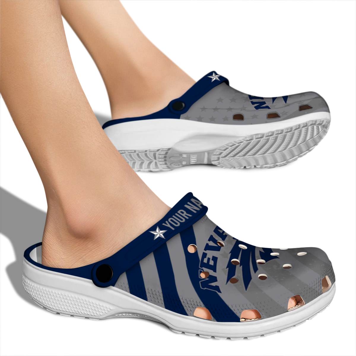 Merchidea Nevada Wolf Pack NCAA Sport Crocs Crocband Clogs Shoes Comfortable For Men Women and Kids