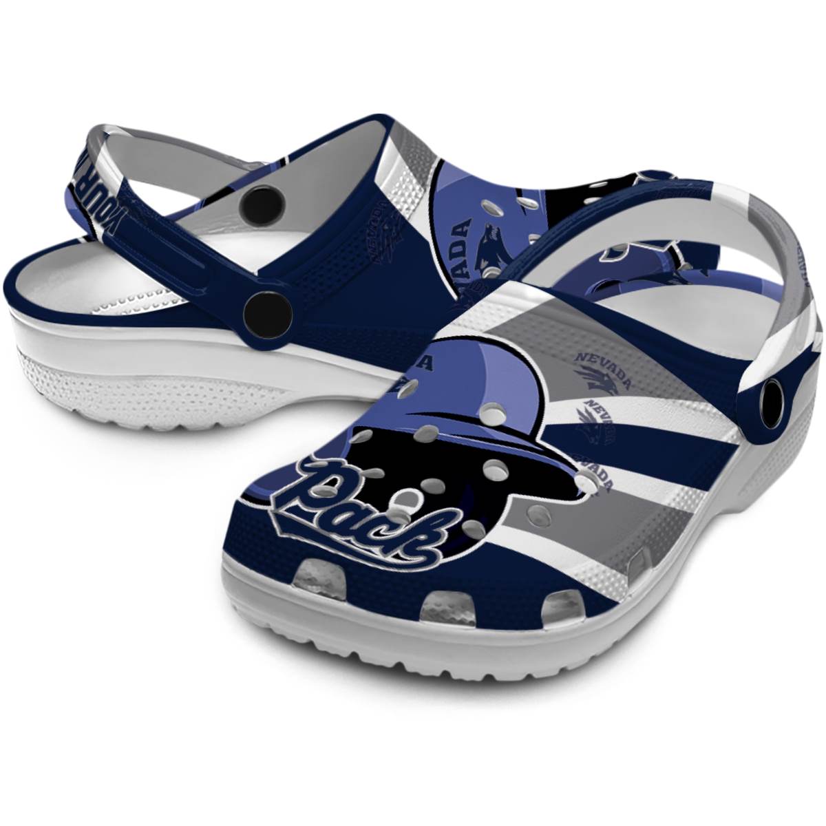 Merchidea Nevada Wolf Pack NCAA Sport Crocs Crocband Clogs Shoes Comfortable For Men Women and Kids