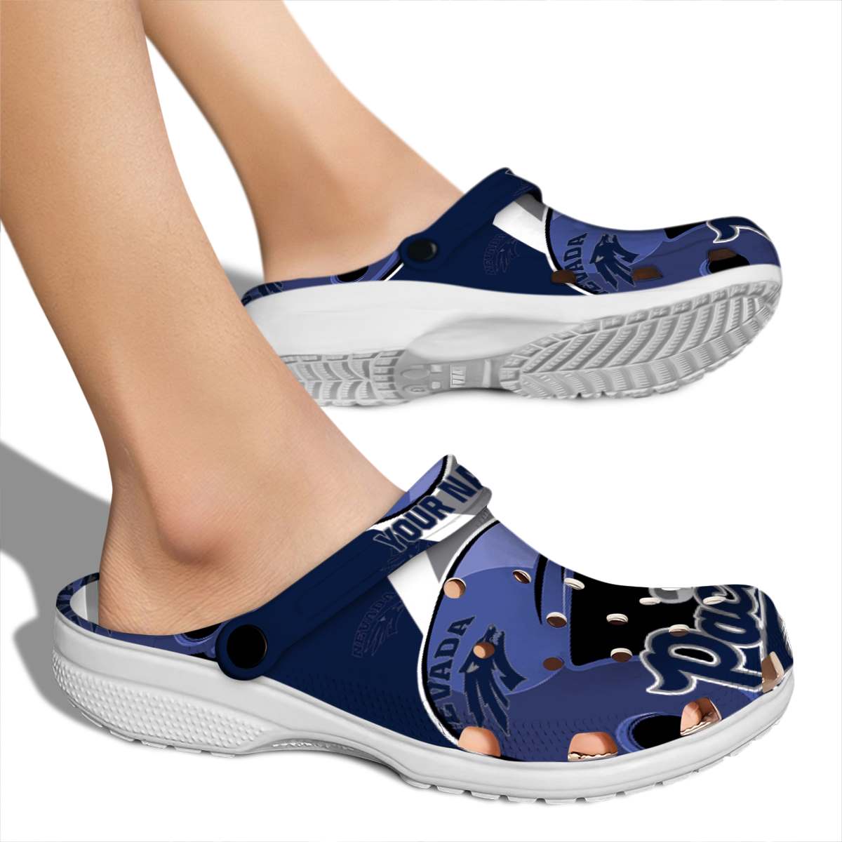 Merchidea Nevada Wolf Pack NCAA Sport Crocs Crocband Clogs Shoes Comfortable For Men Women and Kids