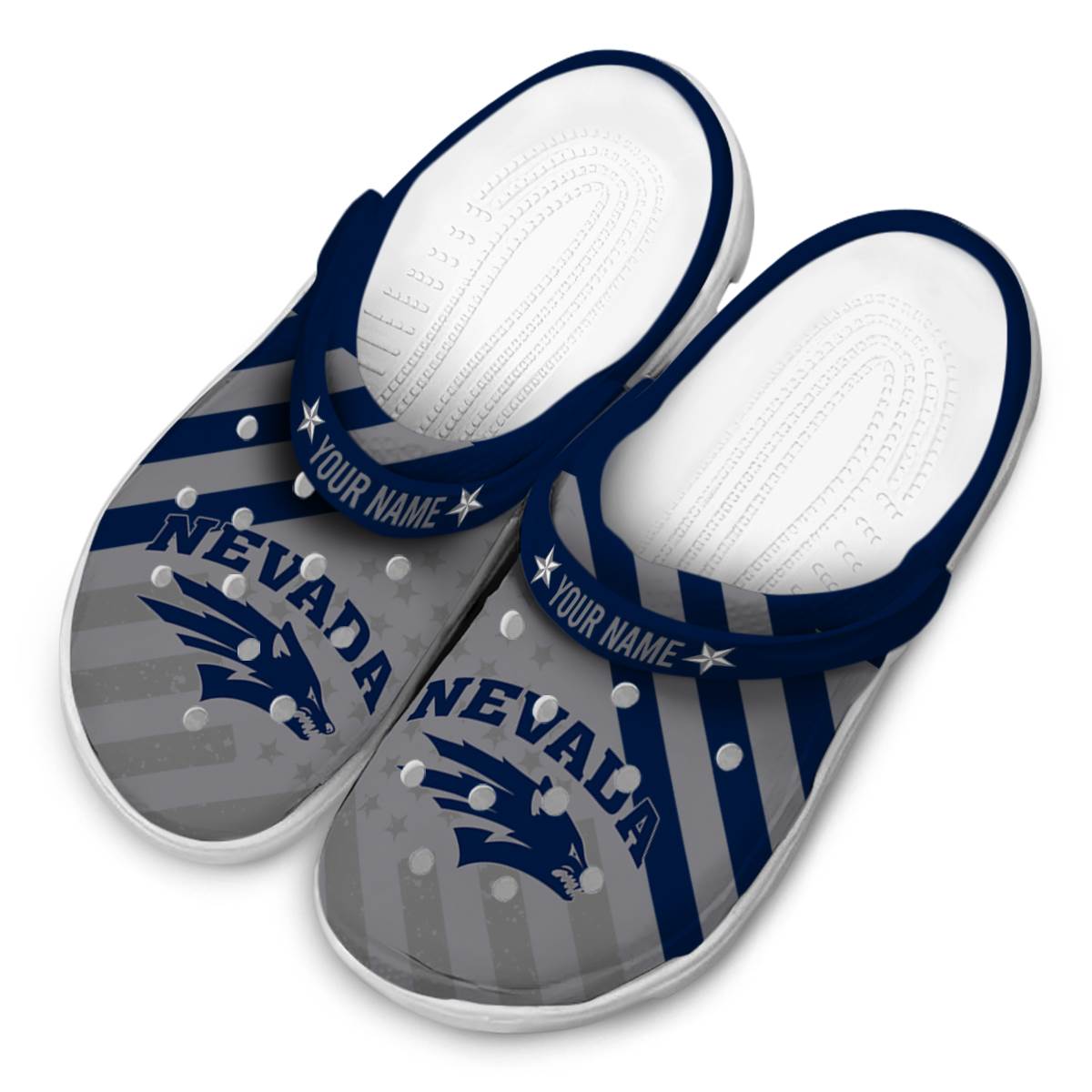 Merchidea Nevada Wolf Pack NCAA Sport Crocs Crocband Clogs Shoes Comfortable For Men Women and Kids