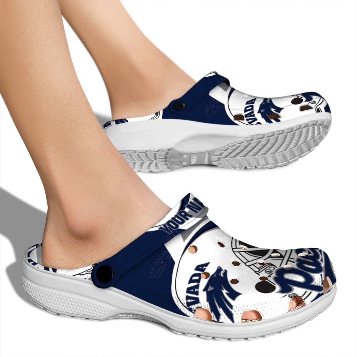 Merchidea Nevada Wolf Pack NCAA Sport Crocs Crocband Clogs Shoes Comfortable For Men Women and Kids