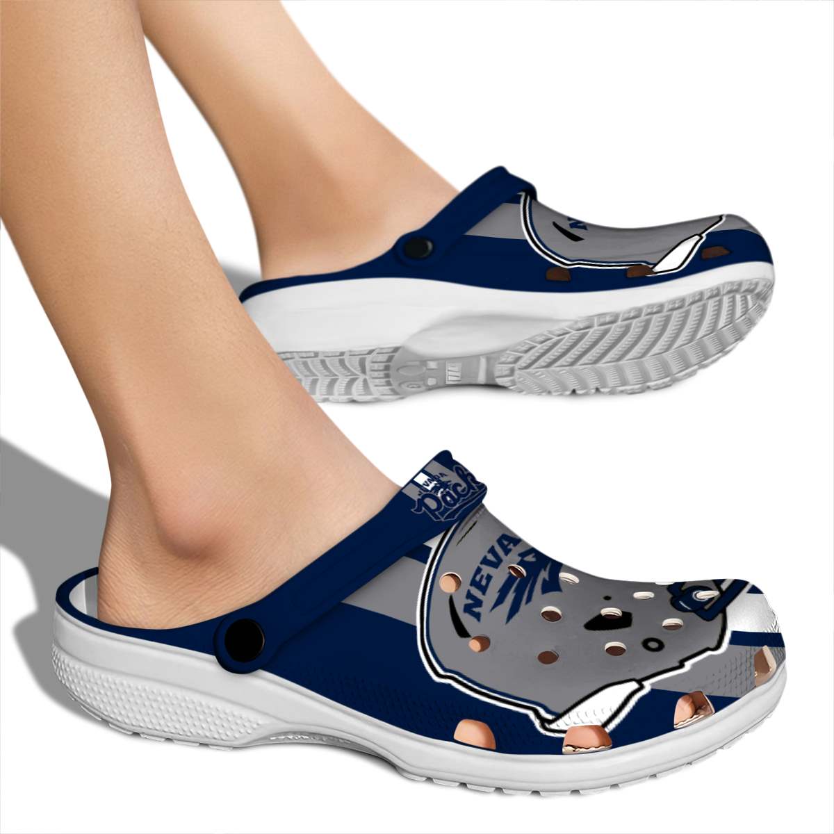 Merchidea Nevada Wolf Pack NCAA Sport Crocs Crocband Clogs Shoes Comfortable For Men Women and Kids