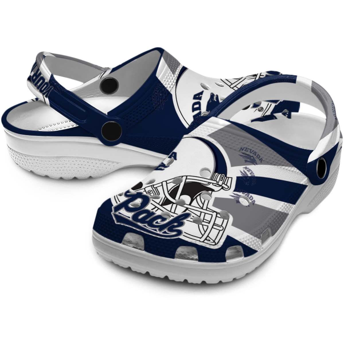Merchidea Nevada Wolf Pack NCAA Sport Crocs Crocband Clogs Shoes Comfortable For Men Women and Kids