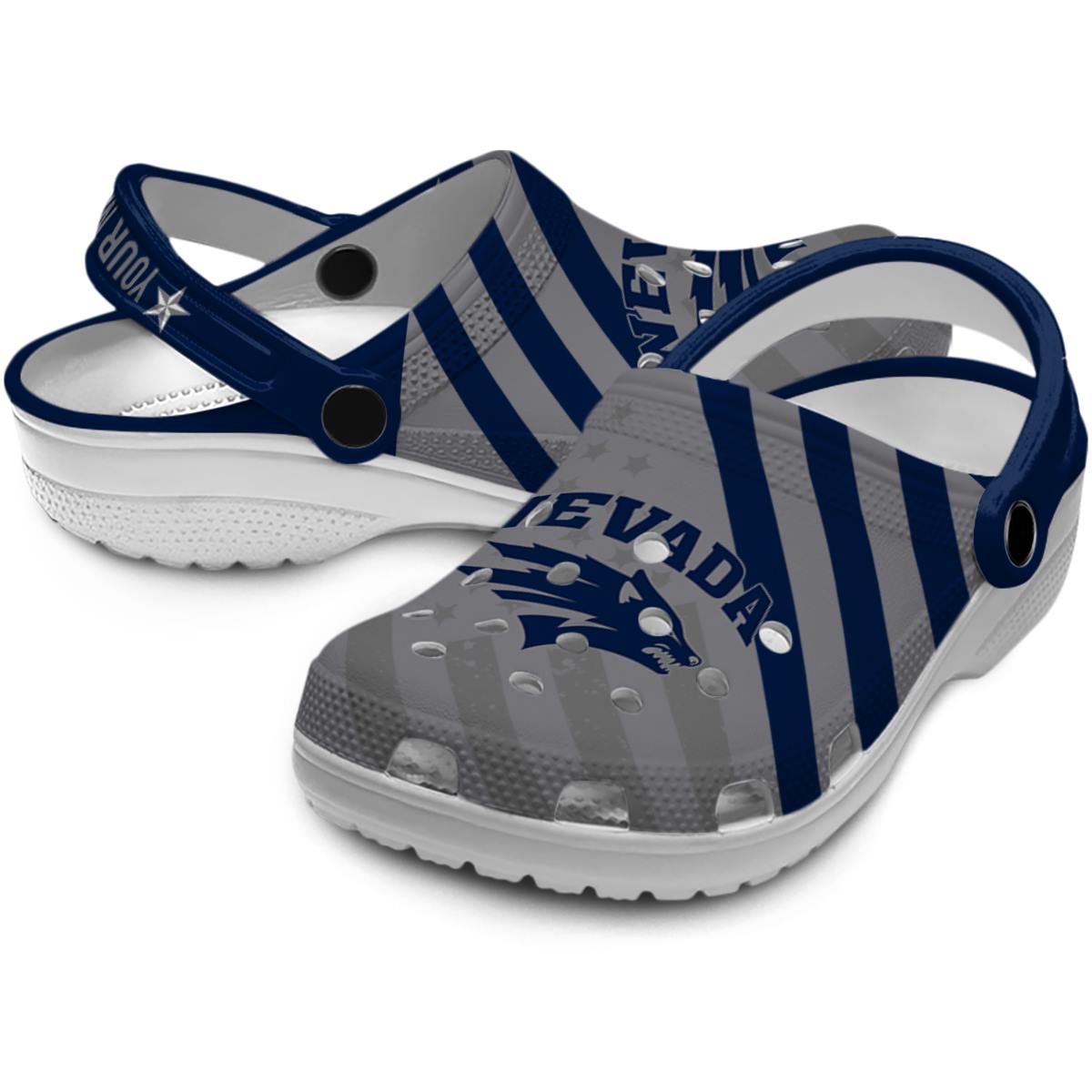 Merchidea Nevada Wolf Pack NCAA Sport Crocs Crocband Clogs Shoes Comfortable For Men Women and Kids