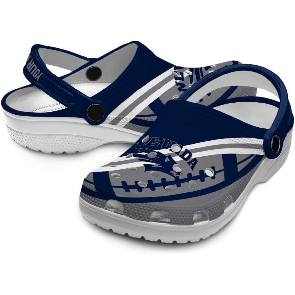 Merchidea Nevada Wolf Pack NCAA Sport Crocs Crocband Clogs Shoes Comfortable For Men Women and Kids