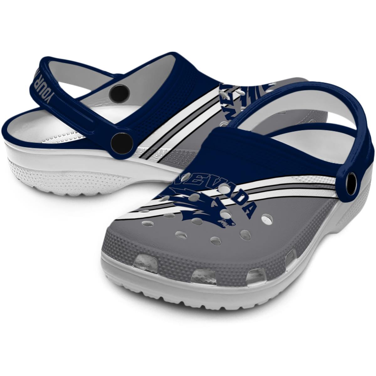 Merchidea Nevada Wolf Pack NCAA Sport Crocs Crocband Clogs Shoes Comfortable For Men Women and Kids