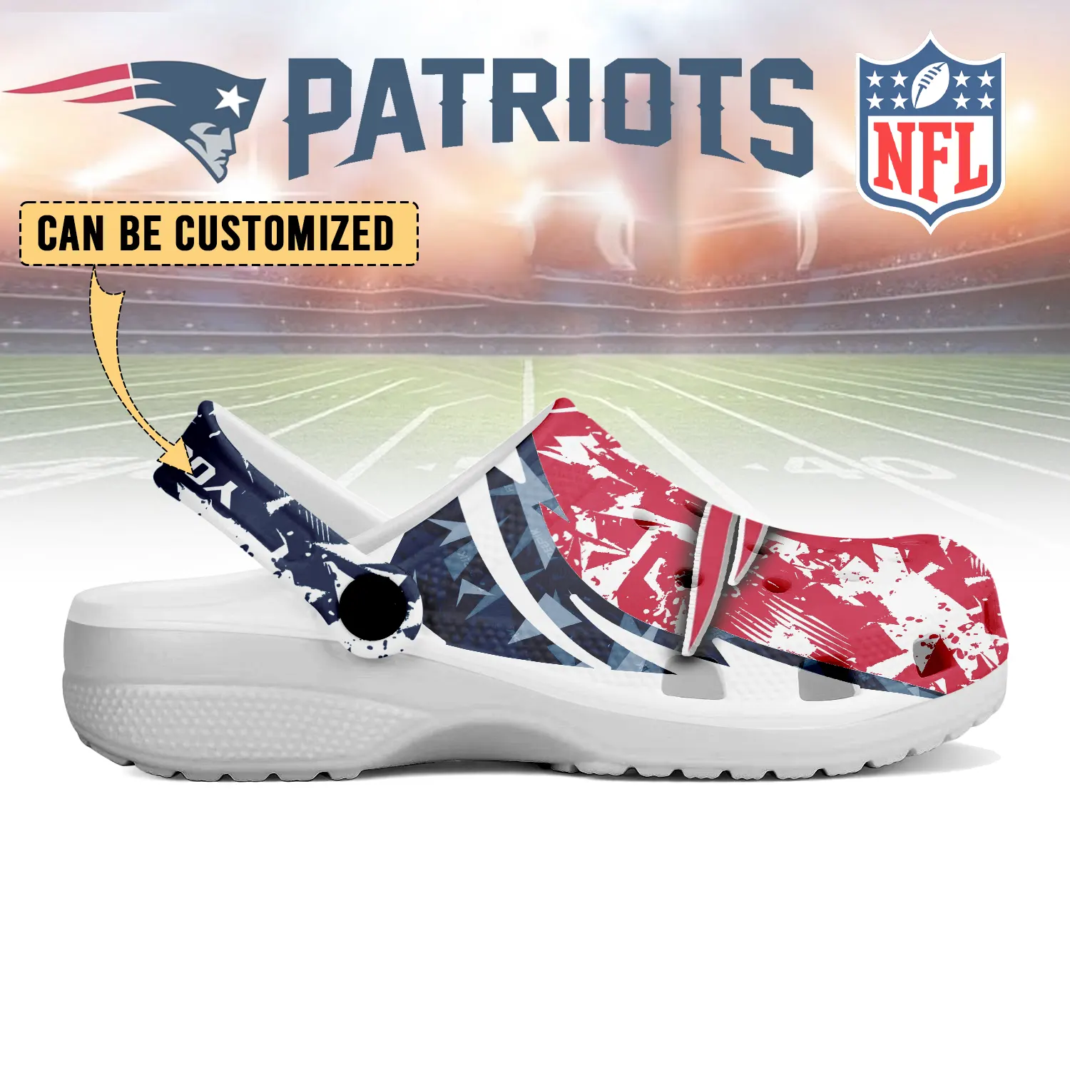 Merchidea New England Patriots NFL Crocs Crocband Clogs Shoes Comfortable For Men Women and Kids
