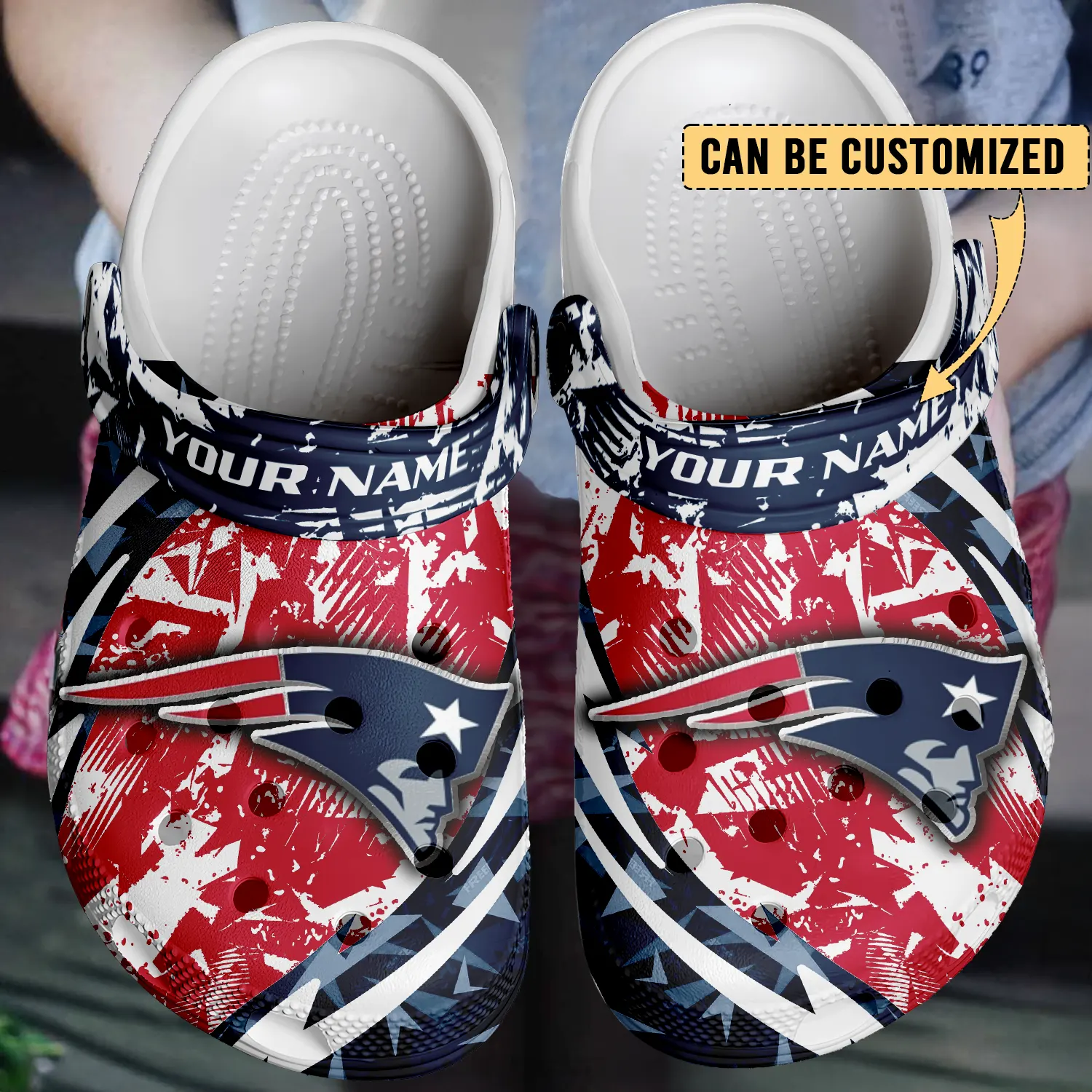 Merchidea New England Patriots NFL Crocs Crocband Clogs Shoes Comfortable For Men Women and Kids