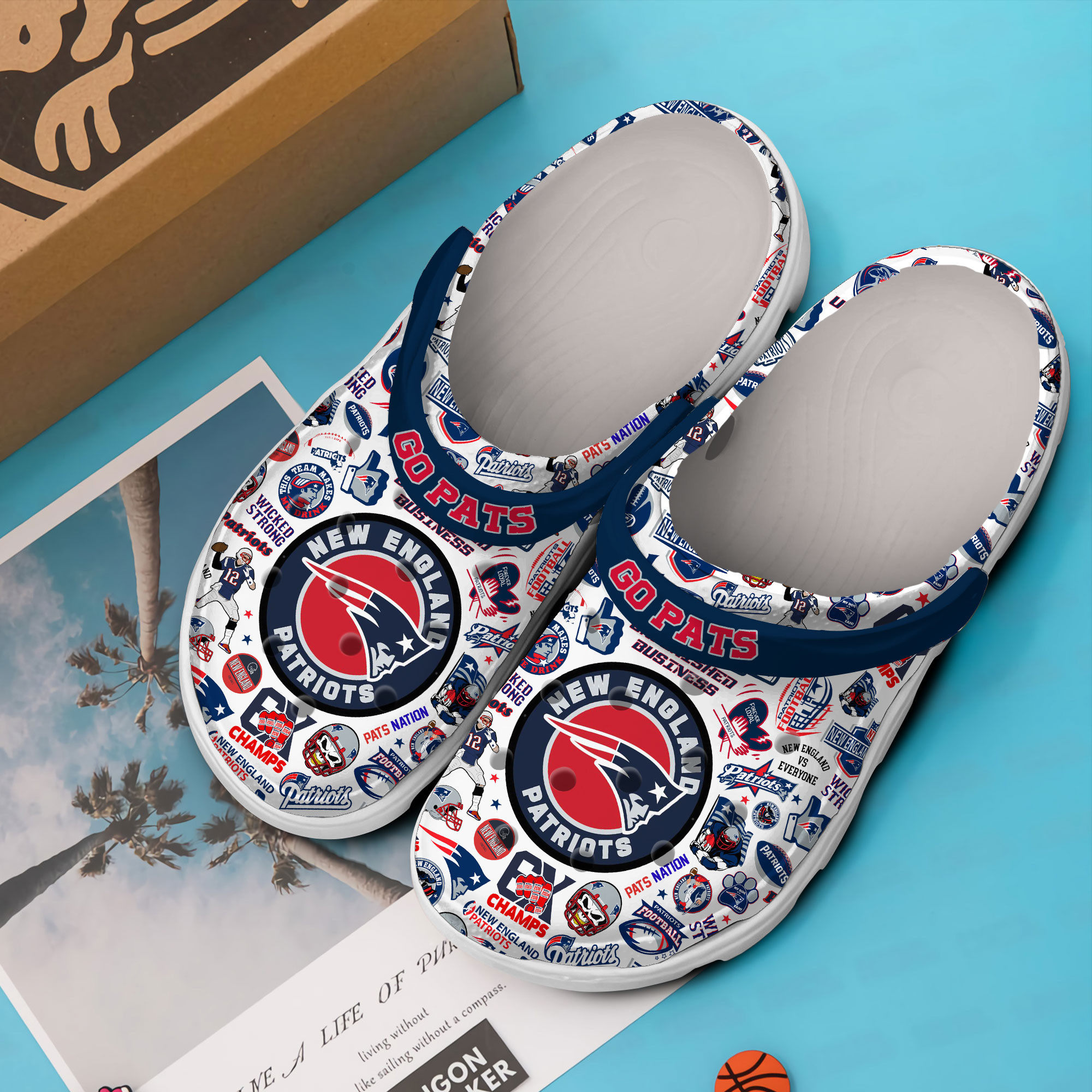 Merchidea New England Patriots NFL Sport Crocs Crocband Clogs Shoes Comfortable For Men Women and Kids