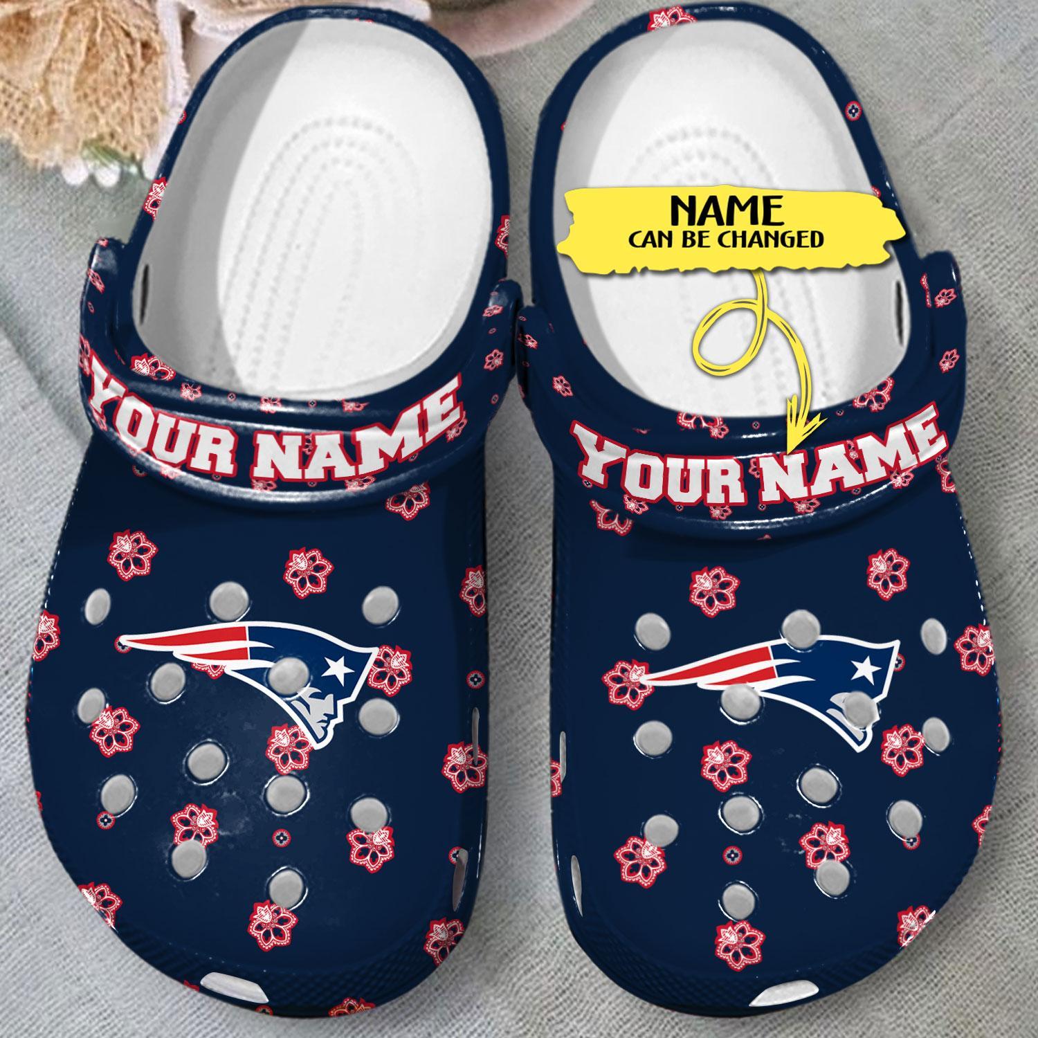 Merchidea New England Patriots NFL Sport Crocs Crocband Clogs Shoes Comfortable For Men Women and Kids