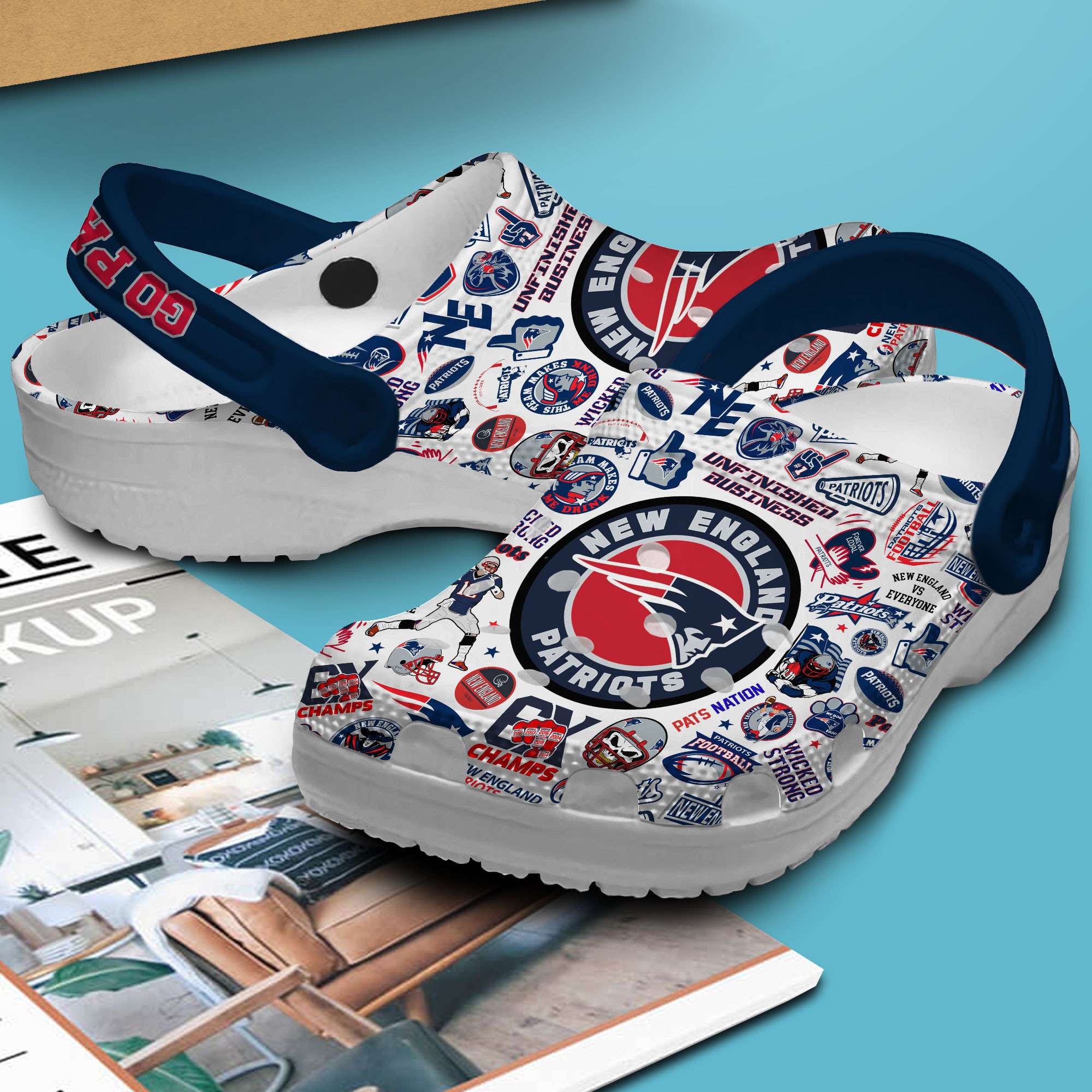 Merchidea New England Patriots NFL Sport Crocs Crocband Clogs Shoes Comfortable For Men Women and Kids