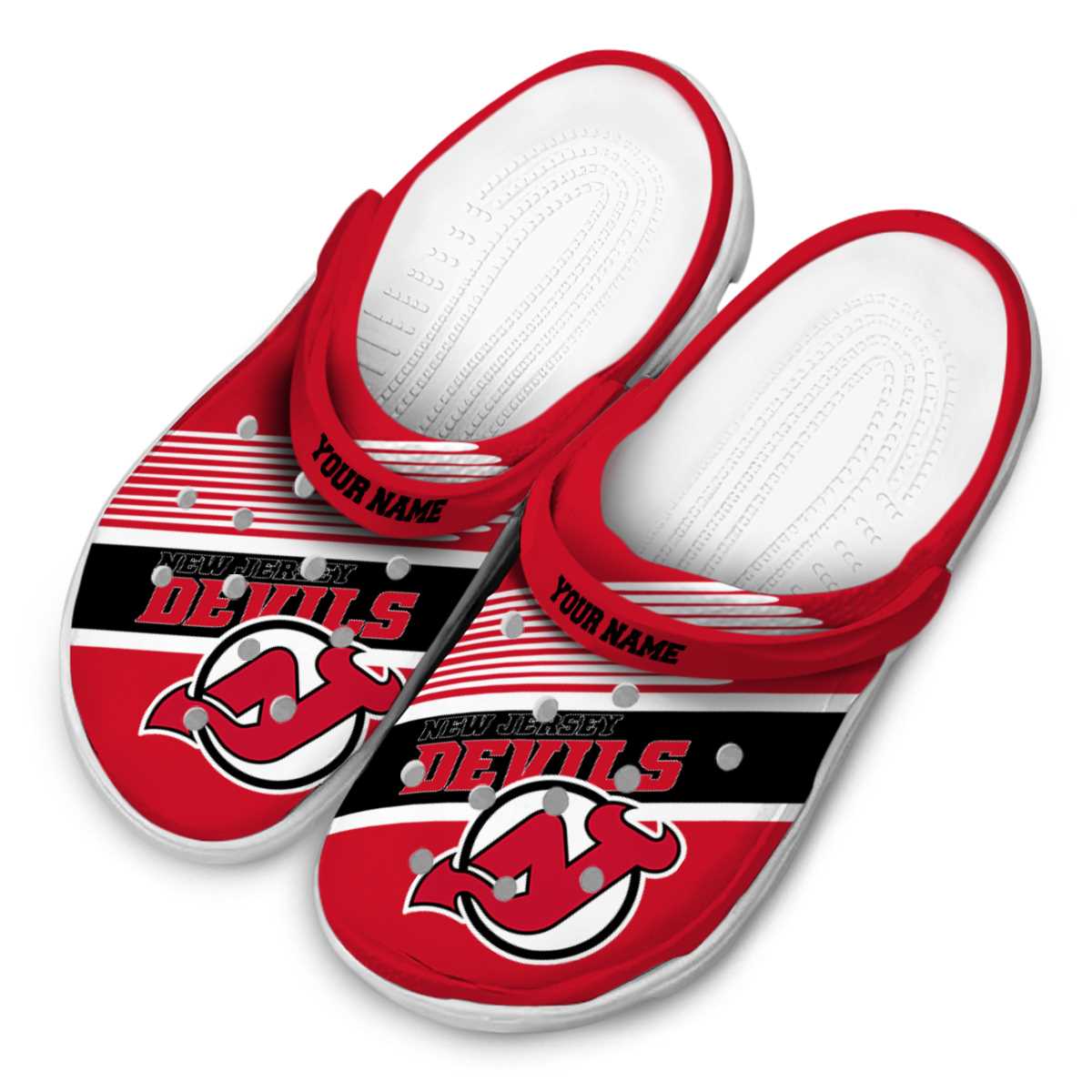 Merchidea New Jersey Devils NHL Sport Crocs Crocband Clogs Shoes Comfortable For Men Women and Kids