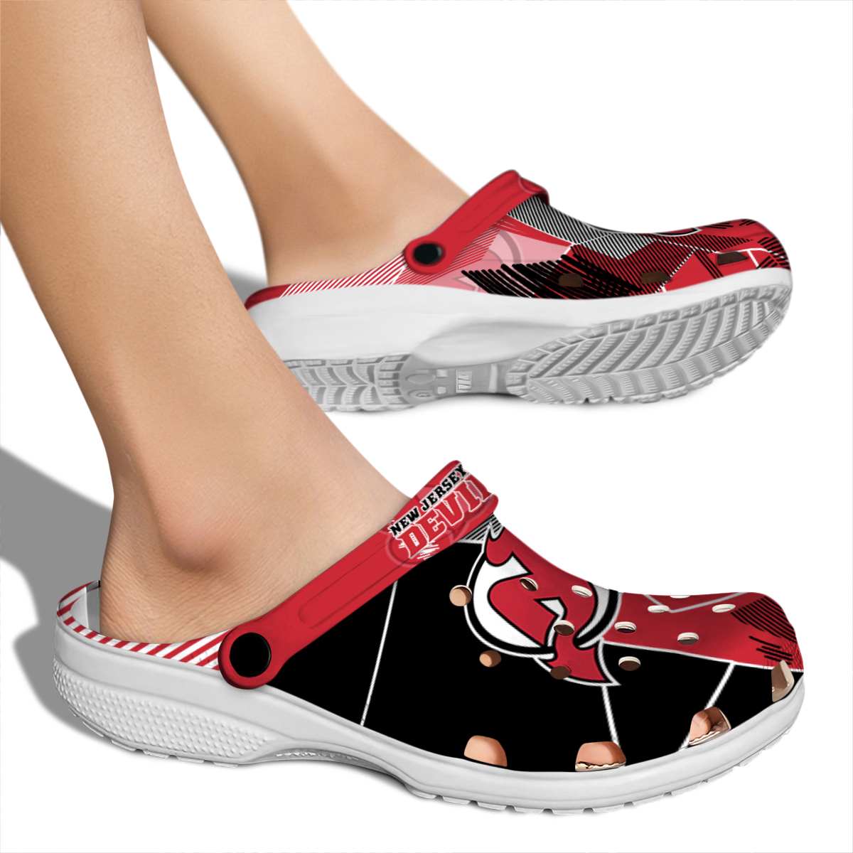 Merchidea New Jersey Devils NHL Sport Crocs Crocband Clogs Shoes Comfortable For Men Women and Kids
