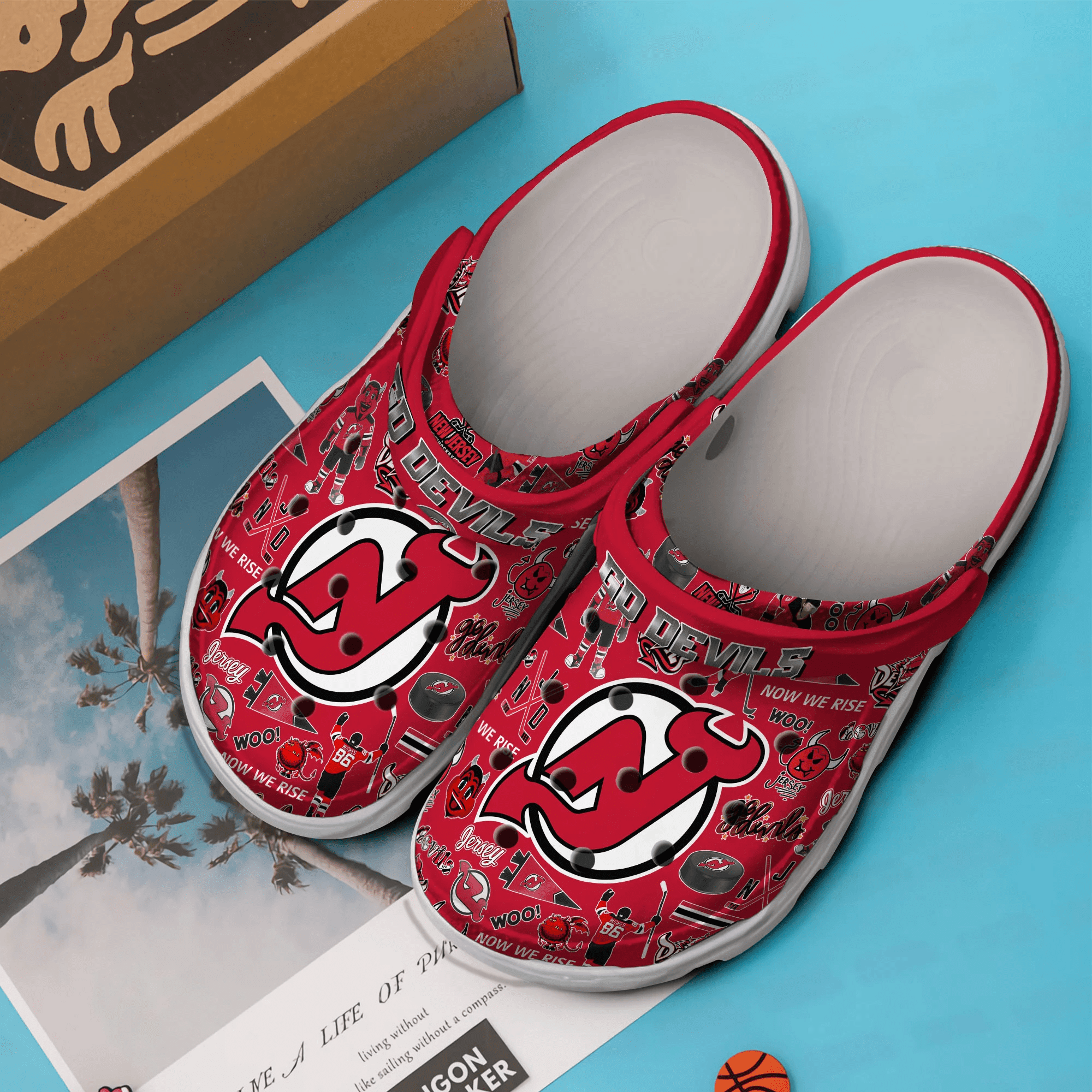 Merchidea New Jersey Devils NHL Sport Crocs Crocband Clogs Shoes Comfortable For Men Women and Kids