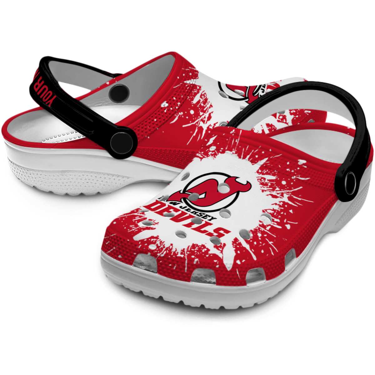 Merchidea New Jersey Devils NHL Sport Crocs Crocband Clogs Shoes Comfortable For Men Women and Kids