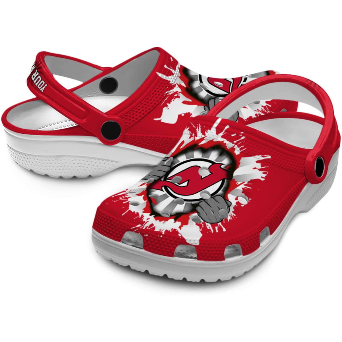 Merchidea New Jersey Devils NHL Sport Crocs Crocband Clogs Shoes Comfortable For Men Women and Kids