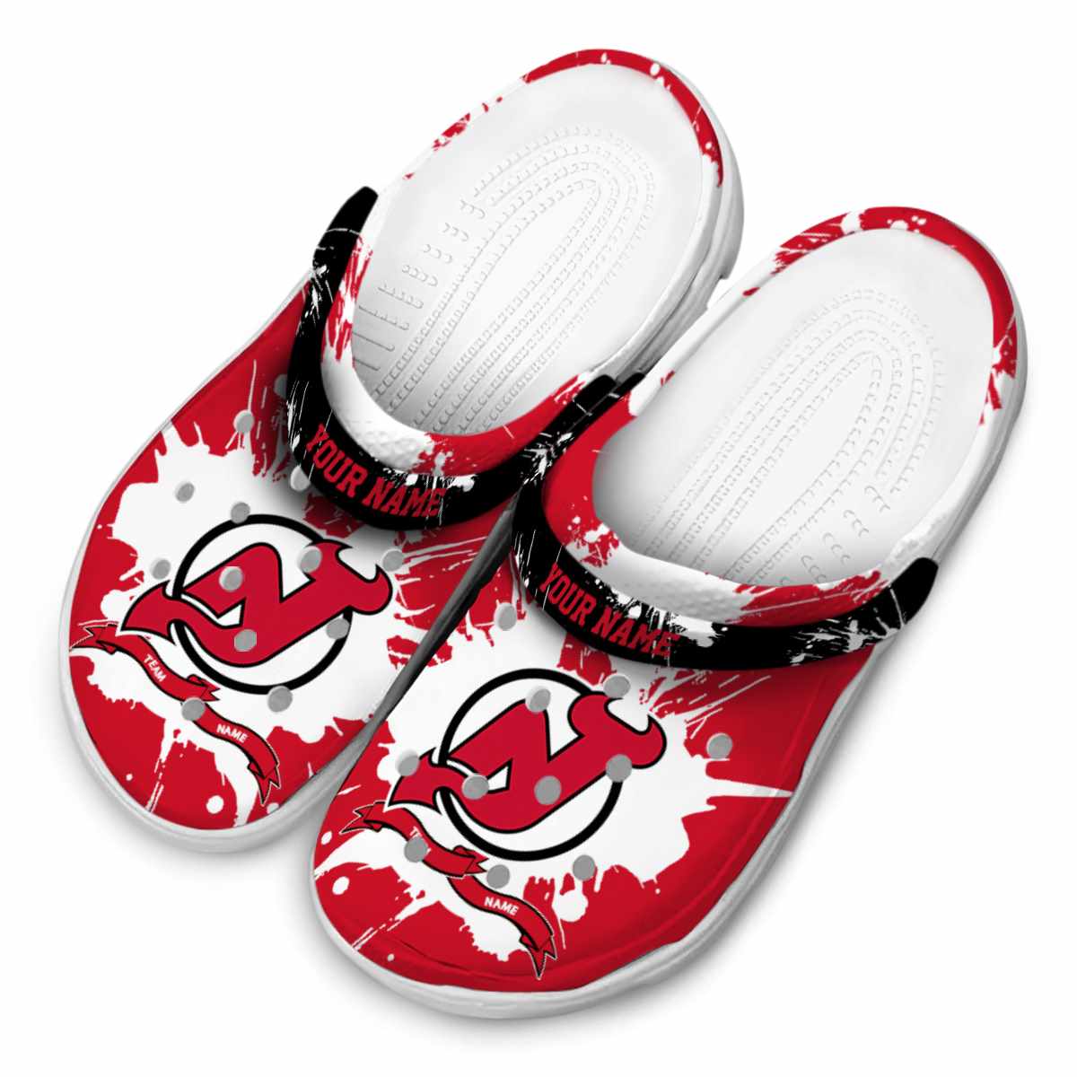 Merchidea New Jersey Devils NHL Sport Crocs Crocband Clogs Shoes Comfortable For Men Women and Kids