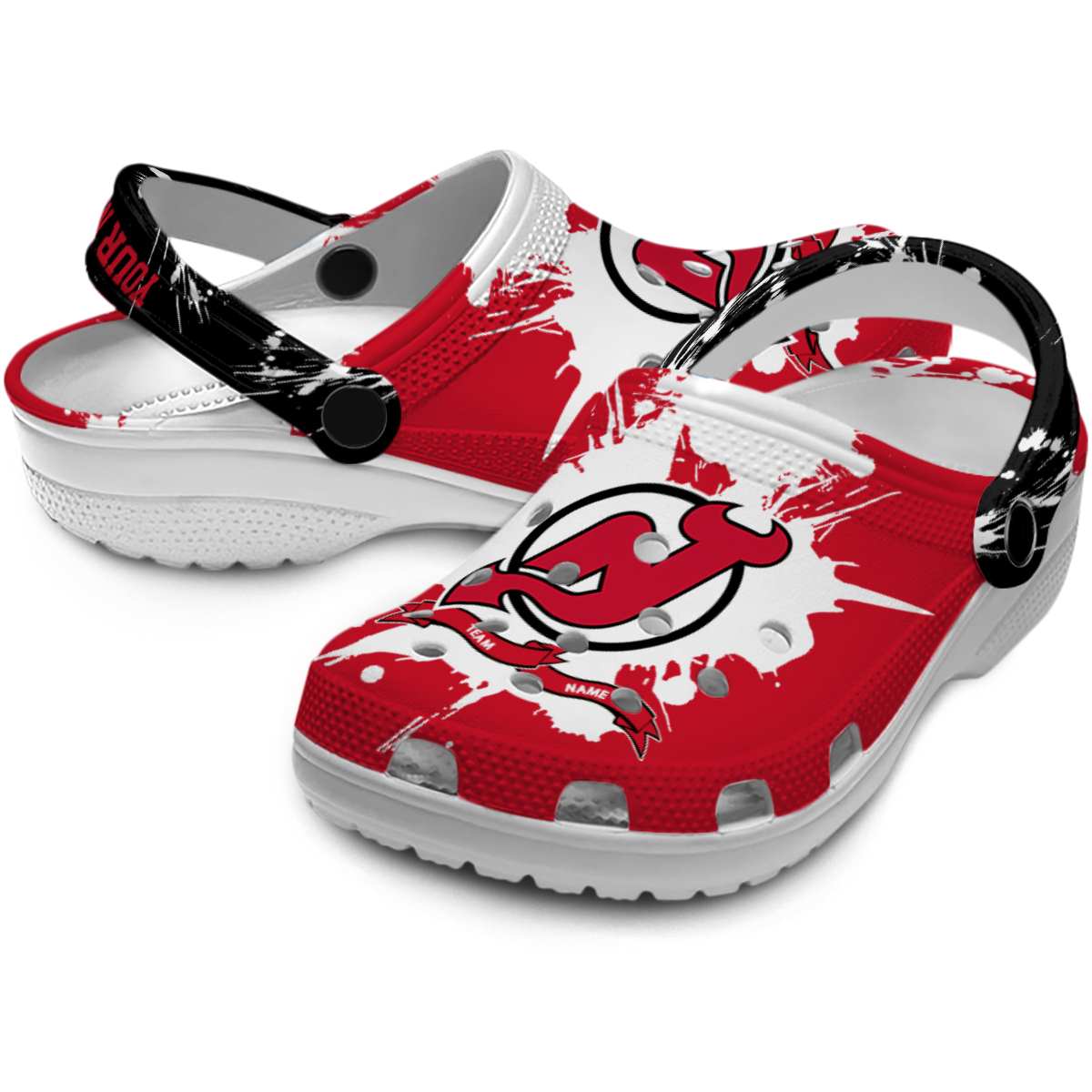 Merchidea New Jersey Devils NHL Sport Crocs Crocband Clogs Shoes Comfortable For Men Women and Kids
