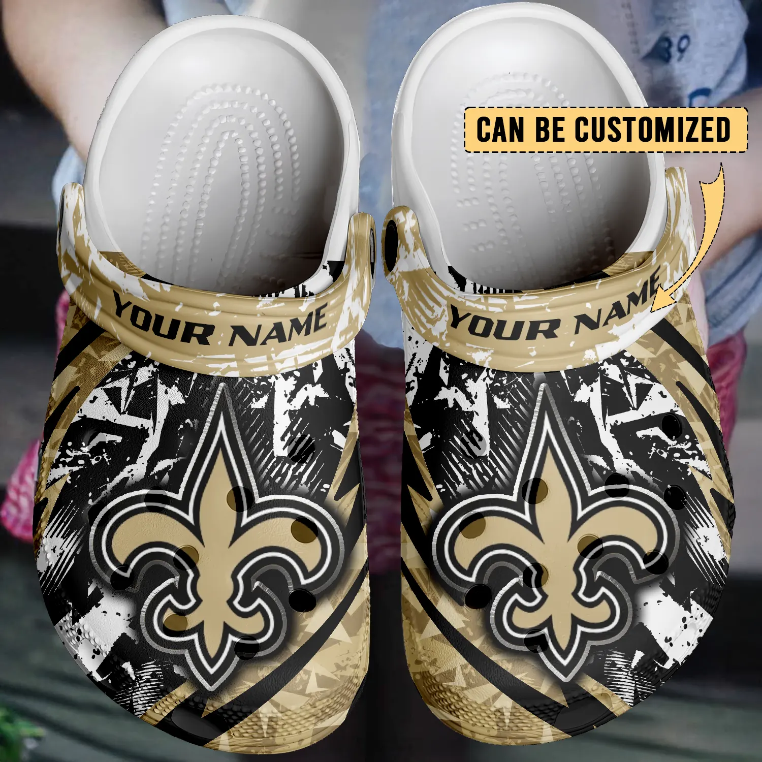 Merchidea New Orleans Saints NFL Crocs Crocband Clogs Shoes Comfortable For Men Women and Kids