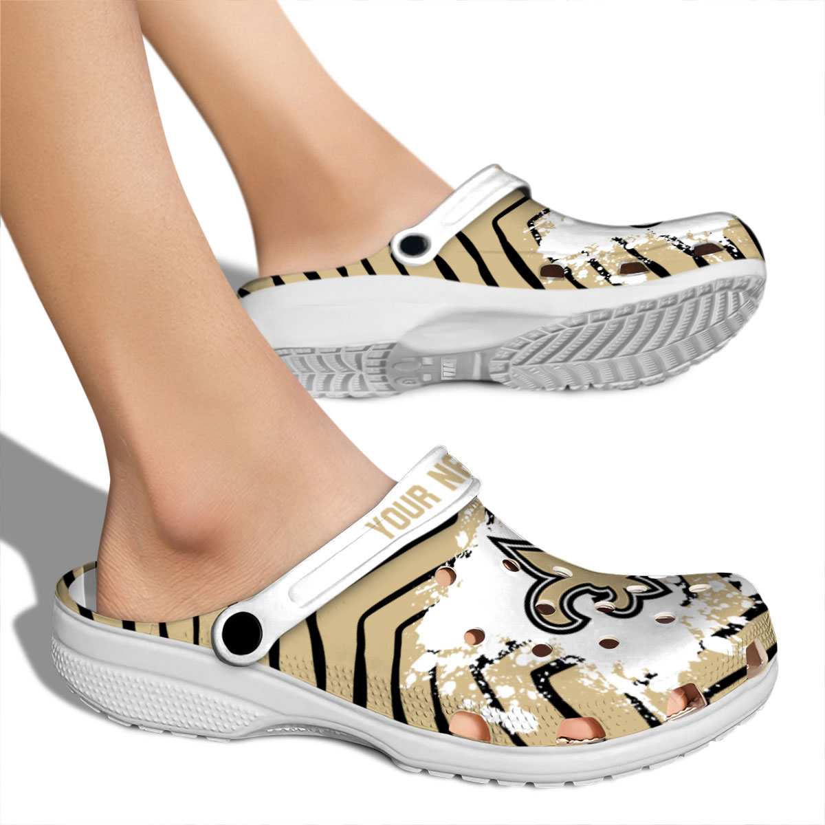 Merchidea New Orleans Saints NFL Sport Crocs Crocband Clogs Shoes Comfortable For Men Women and Kids