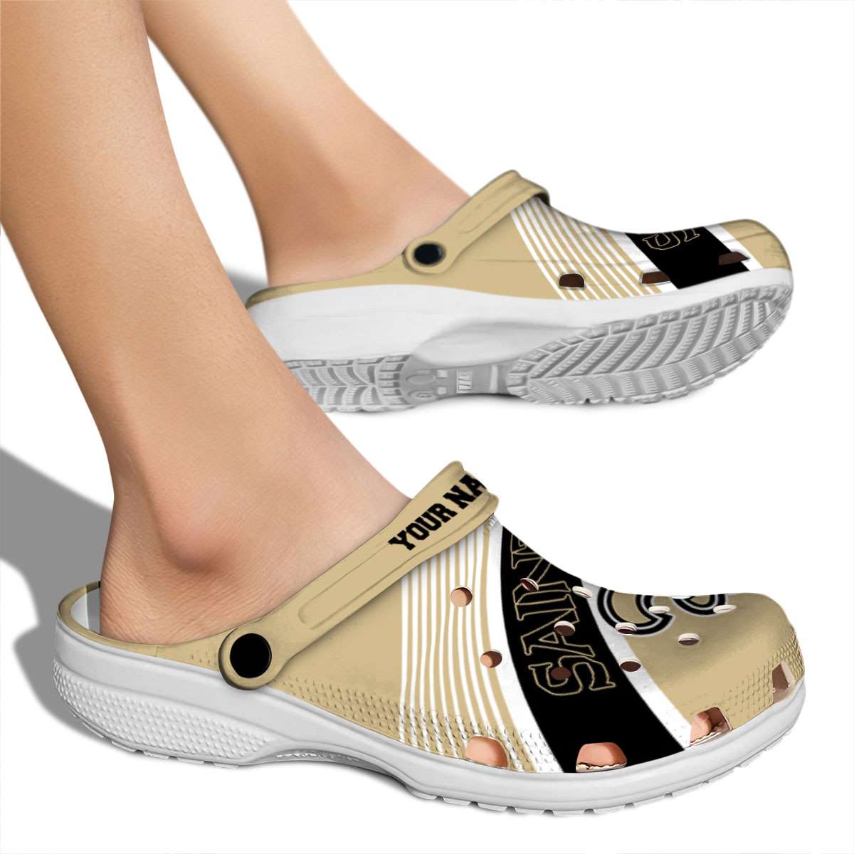 Merchidea New Orleans Saints NFL Sport Crocs Crocband Clogs Shoes Comfortable For Men Women and Kids
