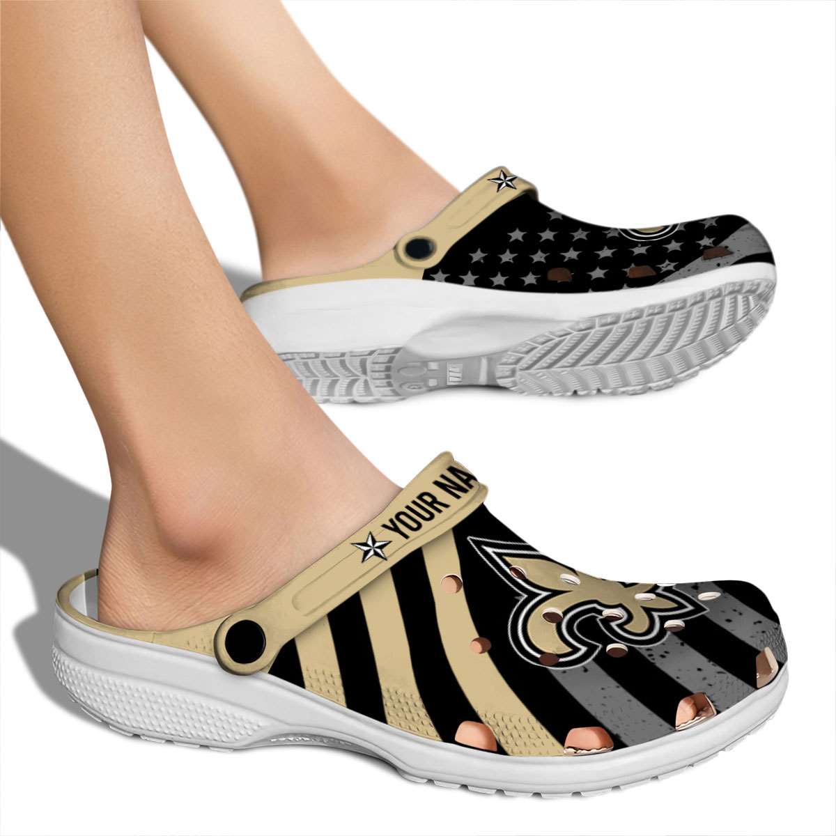 Merchidea New Orleans Saints NFL Sport Crocs Crocband Clogs Shoes Comfortable For Men Women and Kids