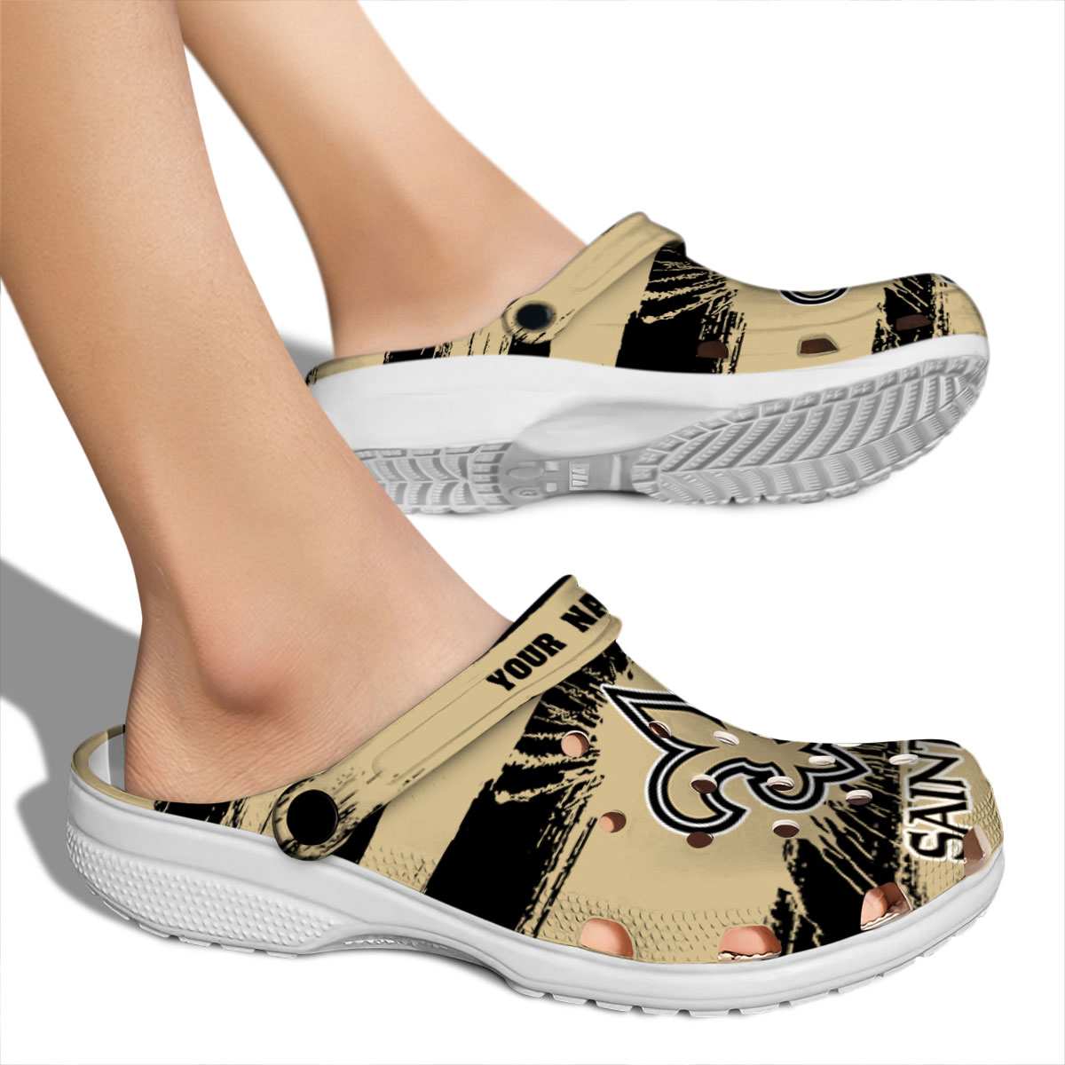 Merchidea New Orleans Saints NFL Sport Crocs Crocband Clogs Shoes Comfortable For Men Women and Kids
