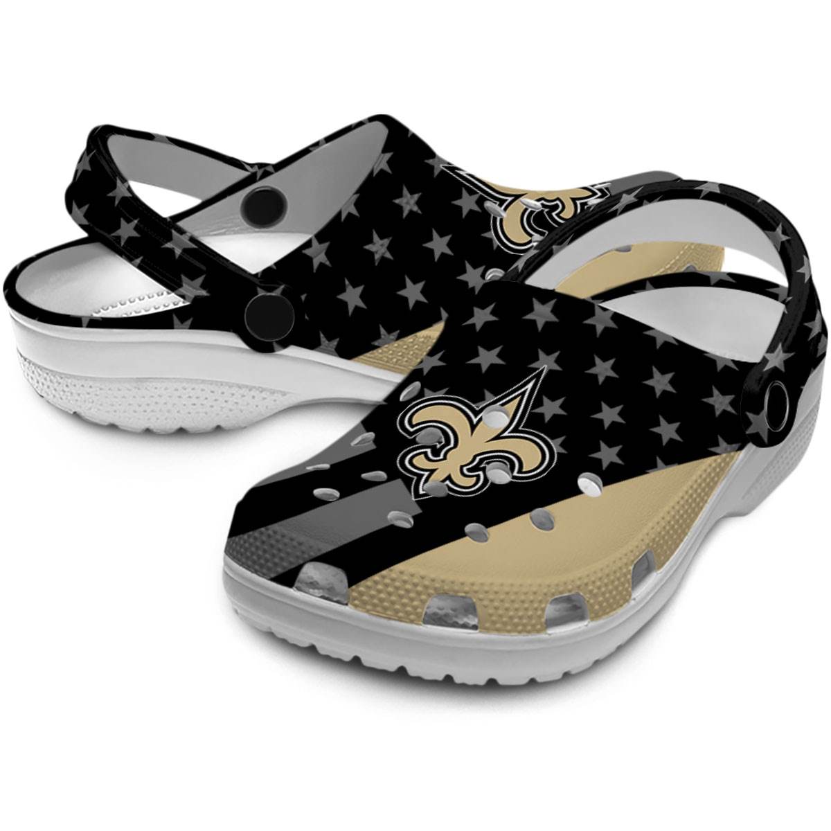 Merchidea New Orleans Saints NFL Sport Crocs Crocband Clogs Shoes Comfortable For Men Women and Kids