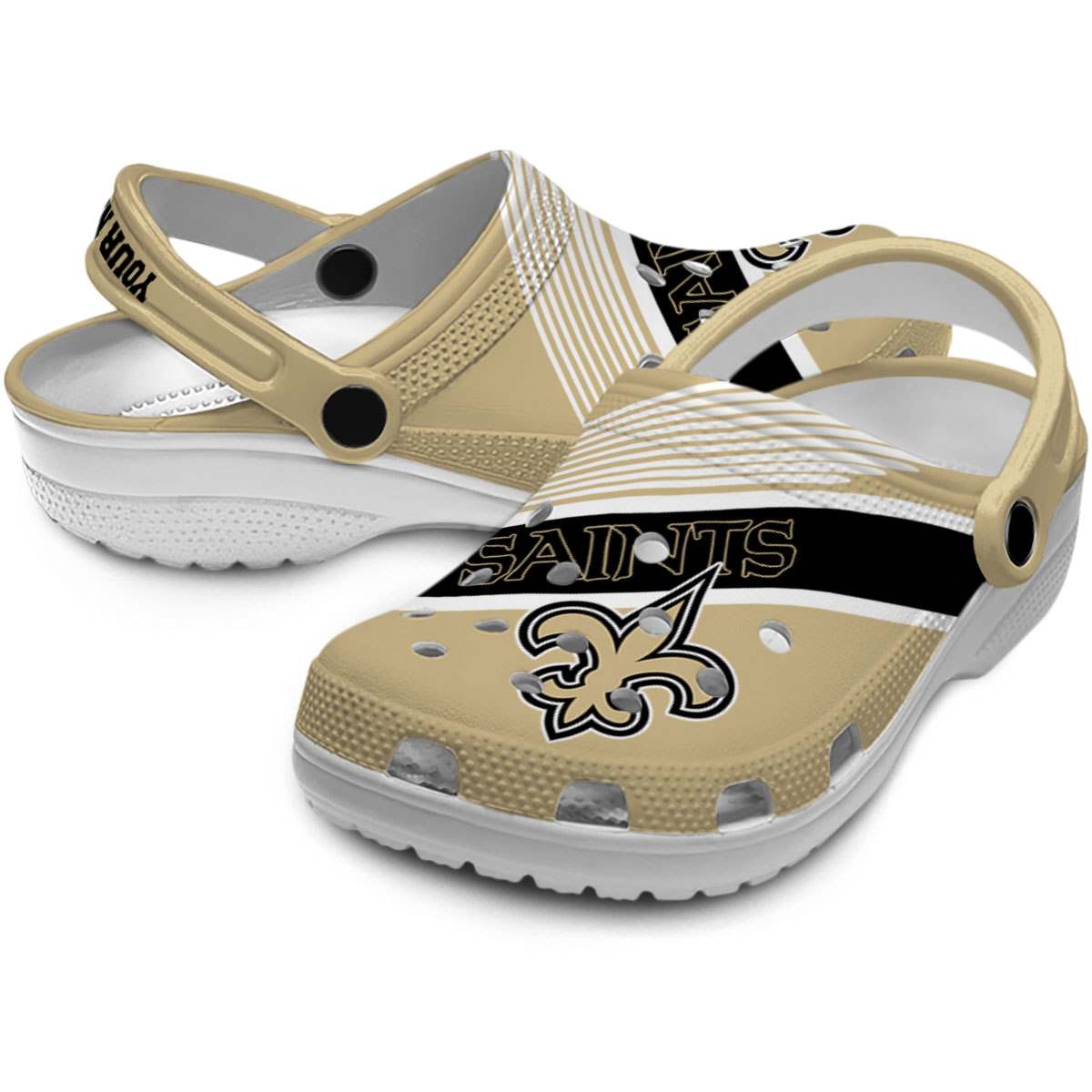 Merchidea New Orleans Saints NFL Sport Crocs Crocband Clogs Shoes Comfortable For Men Women and Kids
