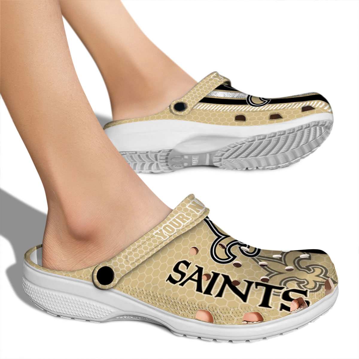 Merchidea New Orleans Saints NFL Sport Crocs Crocband Clogs Shoes Comfortable For Men Women and Kids