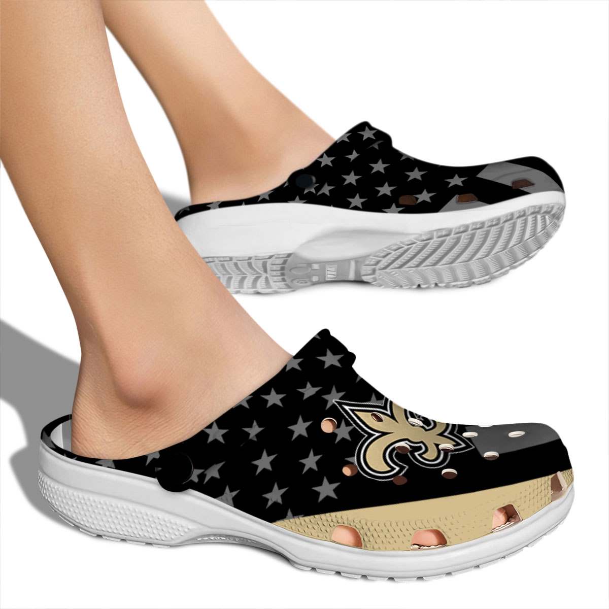 Merchidea New Orleans Saints NFL Sport Crocs Crocband Clogs Shoes Comfortable For Men Women and Kids
