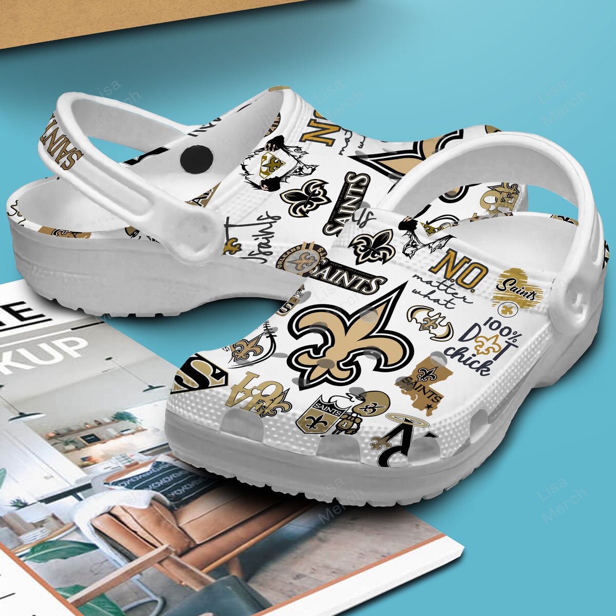 Merchidea New Orleans Saints NFL Sport Crocs Crocband Clogs Shoes Comfortable For Men Women and Kids