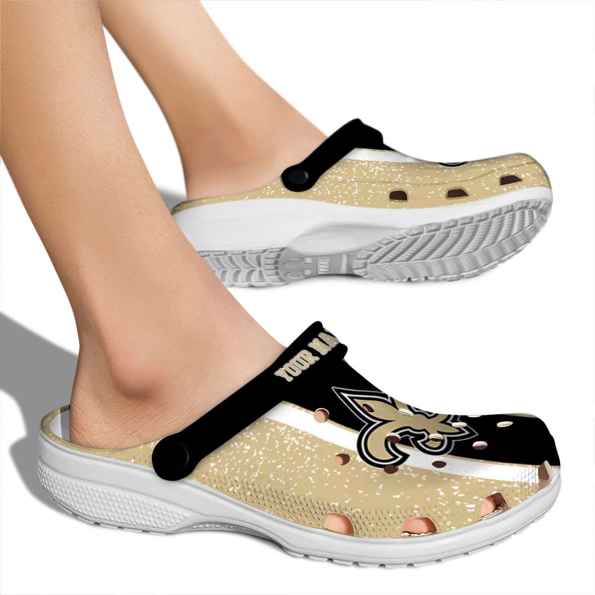 Merchidea New Orleans Saints NFL Sport Crocs Crocband Clogs Shoes Comfortable For Men Women and Kids