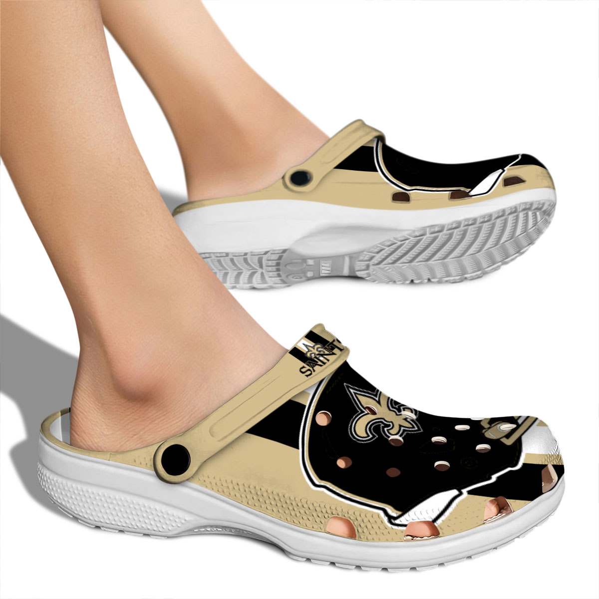 Merchidea New Orleans Saints NFL Sport Crocs Crocband Clogs Shoes Comfortable For Men Women and Kids