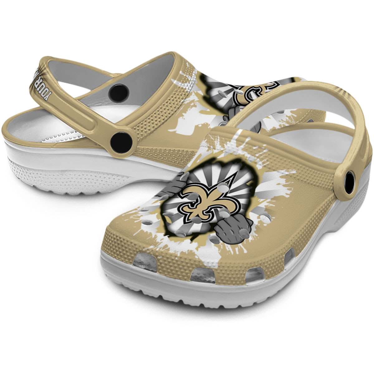 Merchidea New Orleans Saints NFL Sport Crocs Crocband Clogs Shoes Comfortable For Men Women and Kids