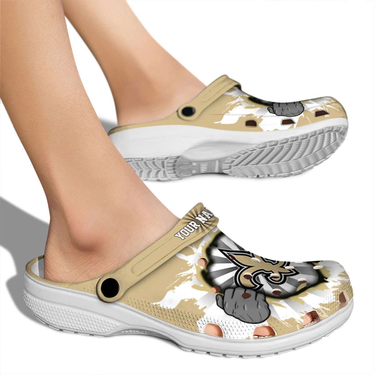 Merchidea New Orleans Saints NFL Sport Crocs Crocband Clogs Shoes Comfortable For Men Women and Kids