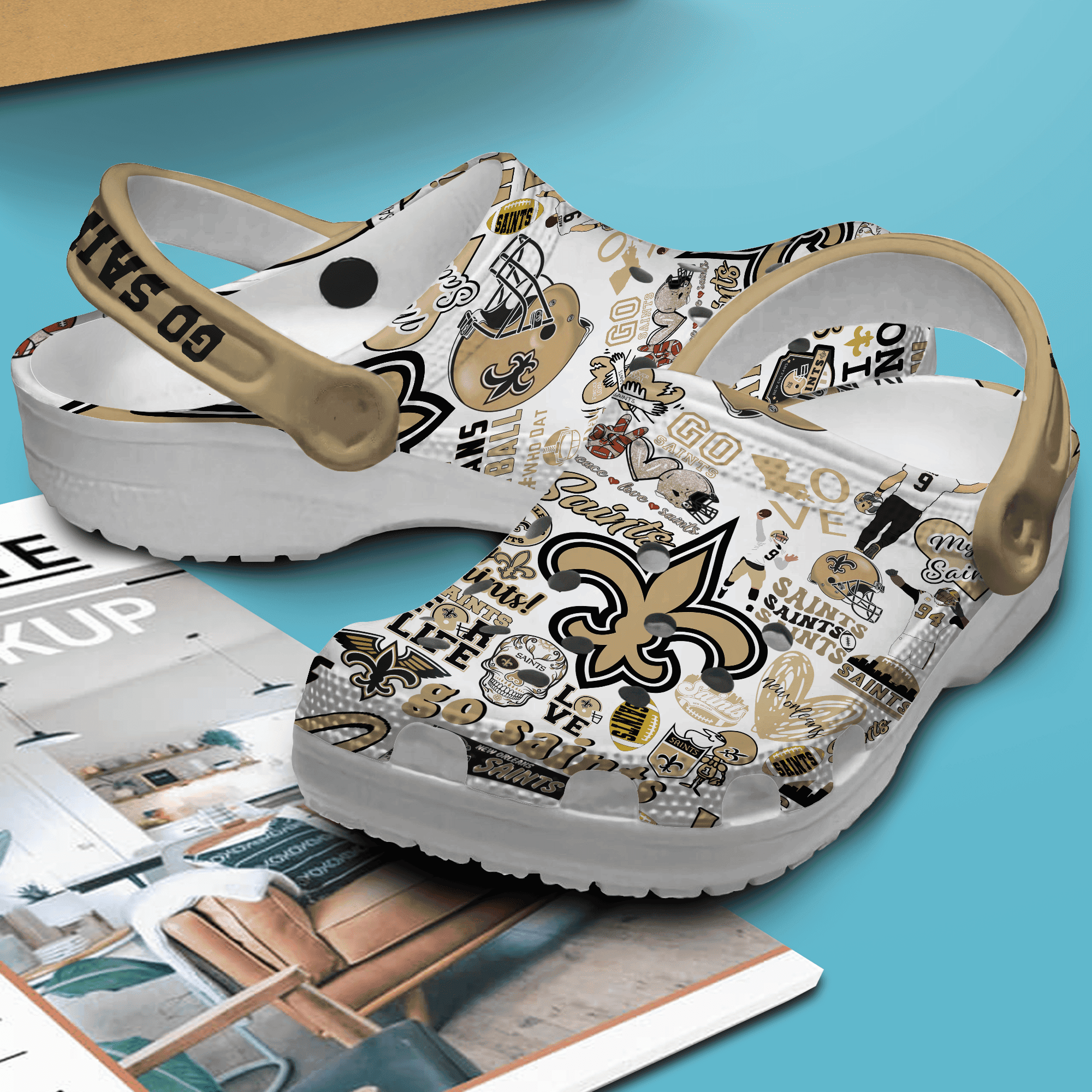 Merchidea New Orleans Saints NFL Sport Crocs Crocband Clogs Shoes Comfortable For Men Women and Kids