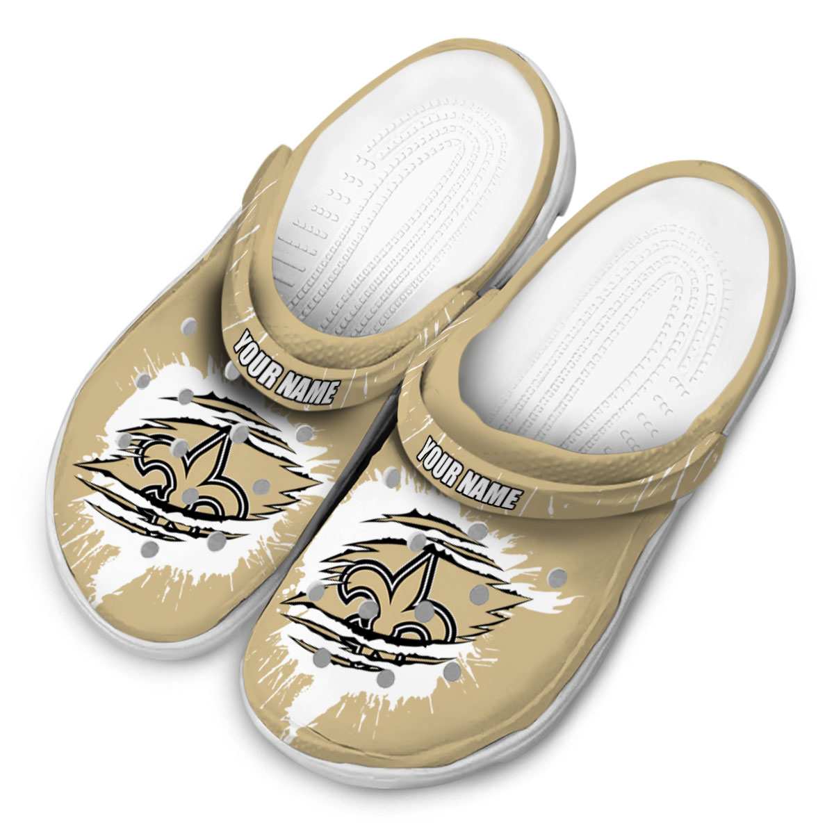 Merchidea New Orleans Saints NFL Sport Crocs Crocband Clogs Shoes Comfortable For Men Women and Kids