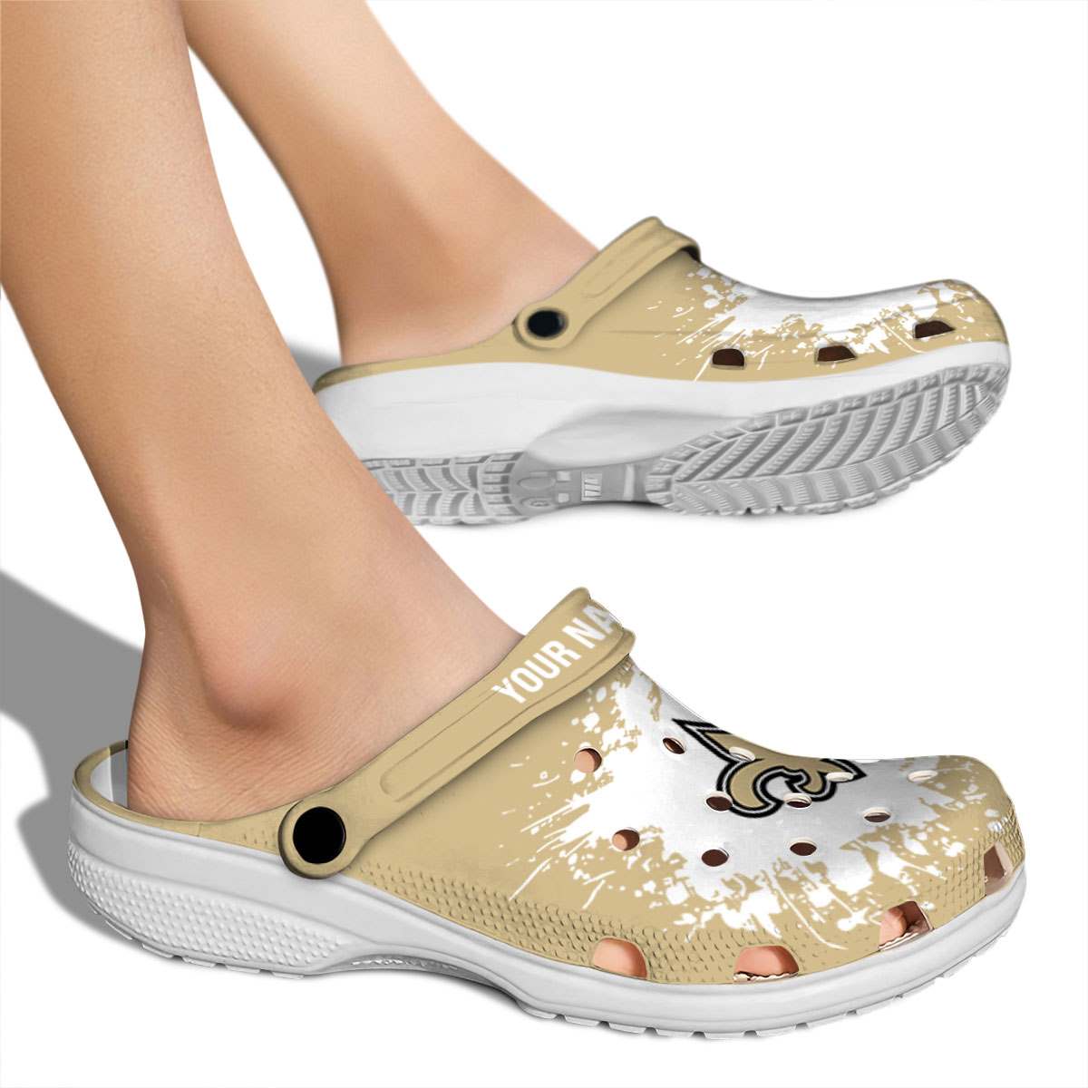 Merchidea New Orleans Saints NFL Sport Crocs Crocband Clogs Shoes Comfortable For Men Women and Kids
