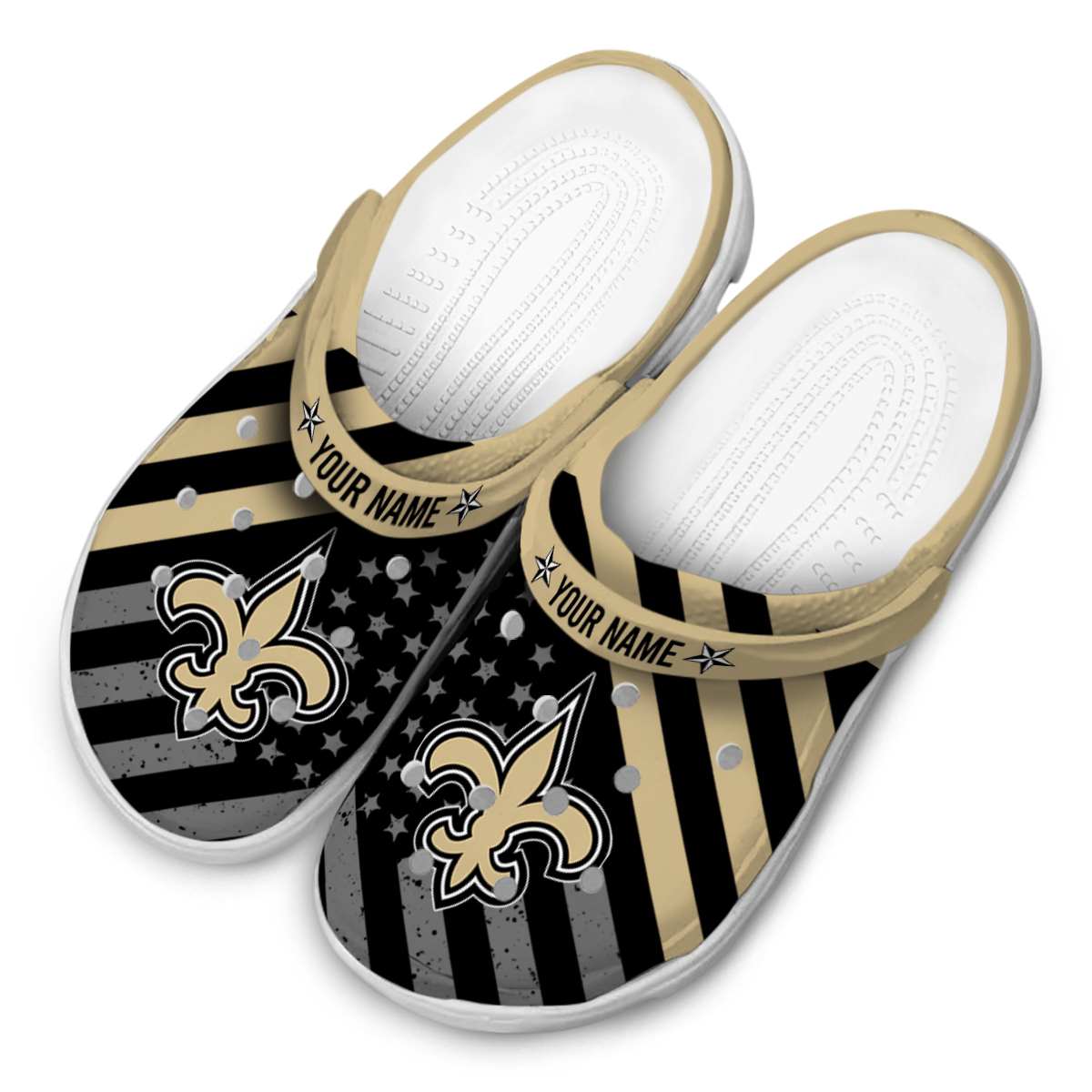 Merchidea New Orleans Saints NFL Sport Crocs Crocband Clogs Shoes Comfortable For Men Women and Kids