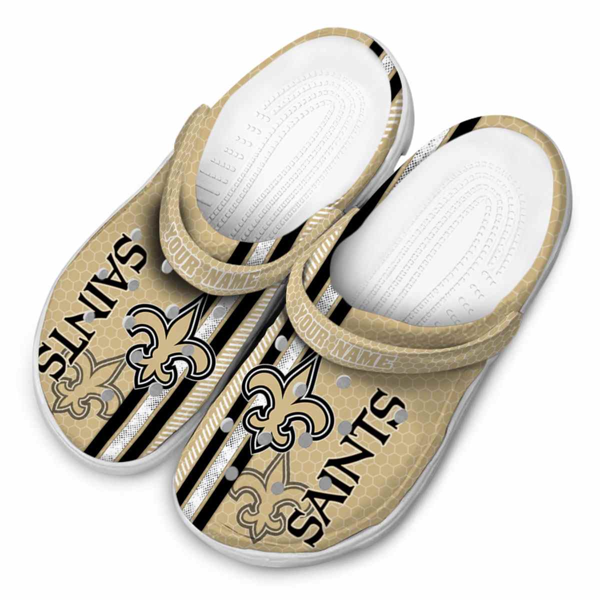 Merchidea New Orleans Saints NFL Sport Crocs Crocband Clogs Shoes Comfortable For Men Women and Kids