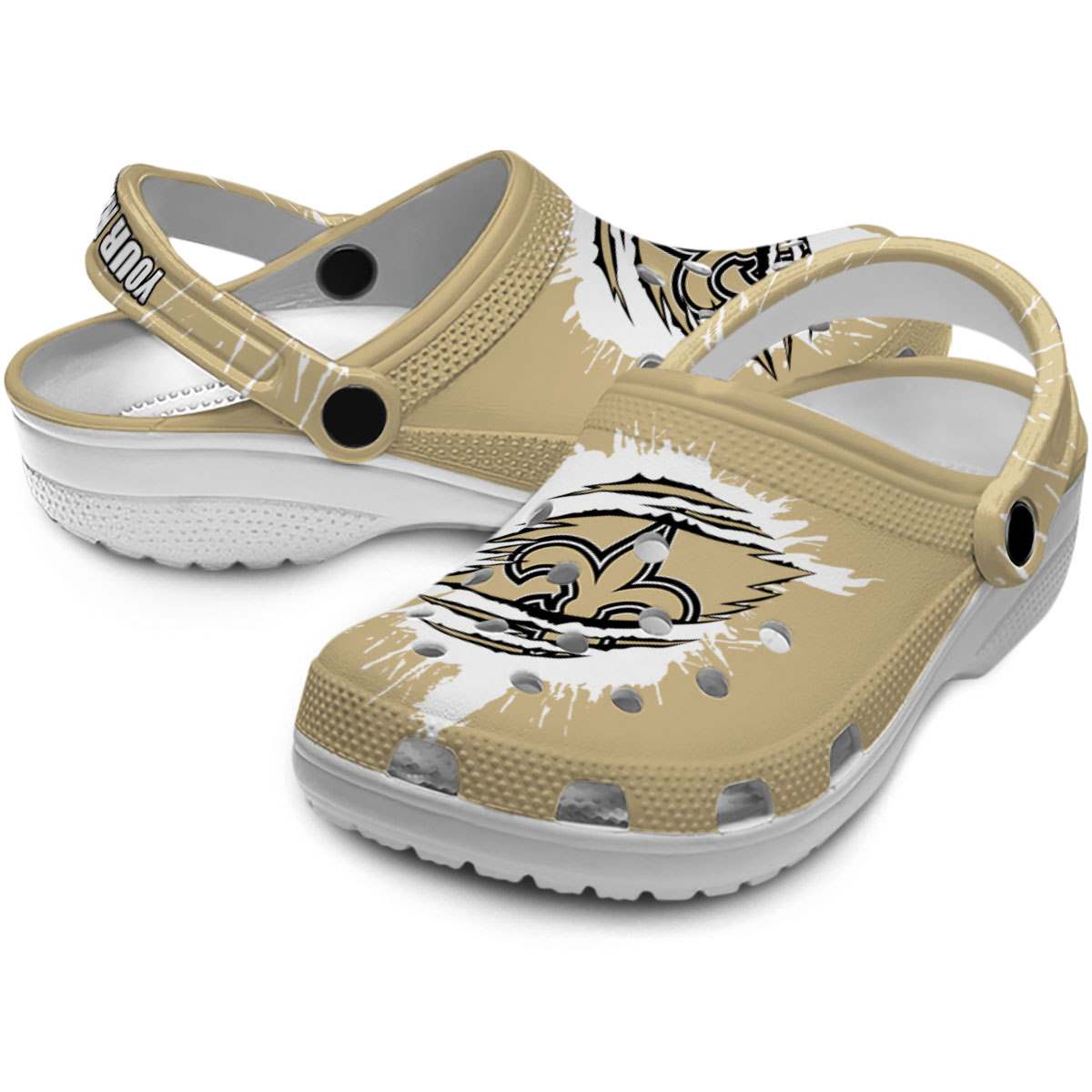 Merchidea New Orleans Saints NFL Sport Crocs Crocband Clogs Shoes Comfortable For Men Women and Kids