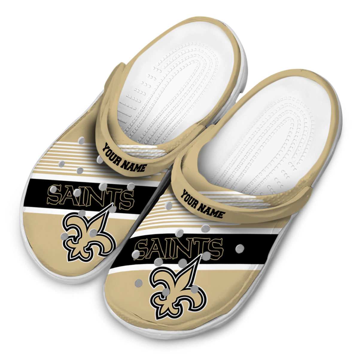 Merchidea New Orleans Saints NFL Sport Crocs Crocband Clogs Shoes Comfortable For Men Women and Kids