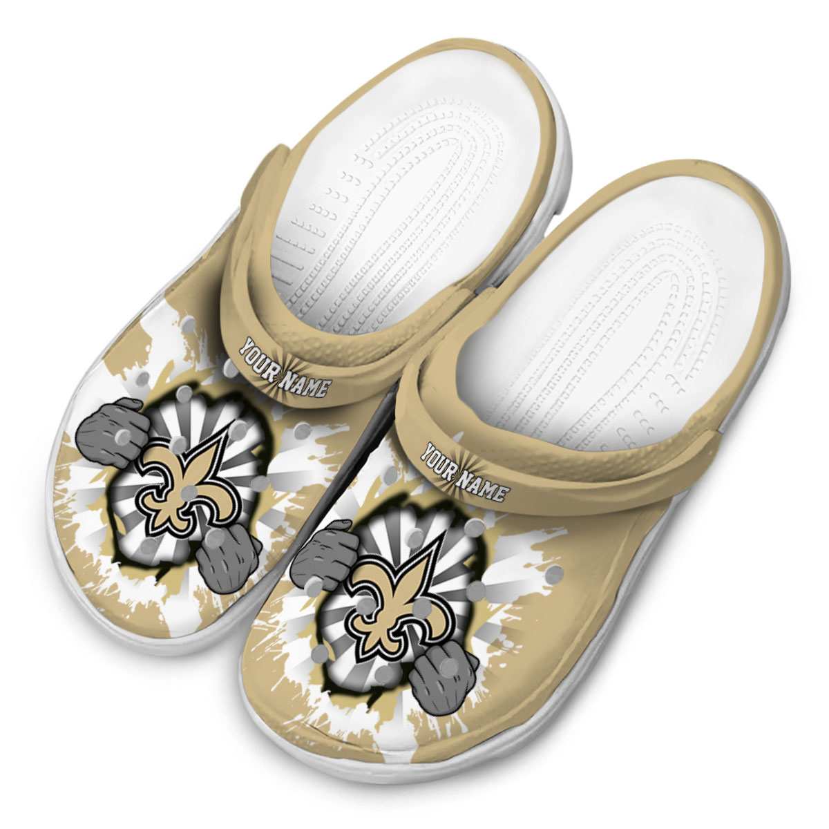 Merchidea New Orleans Saints NFL Sport Crocs Crocband Clogs Shoes Comfortable For Men Women and Kids