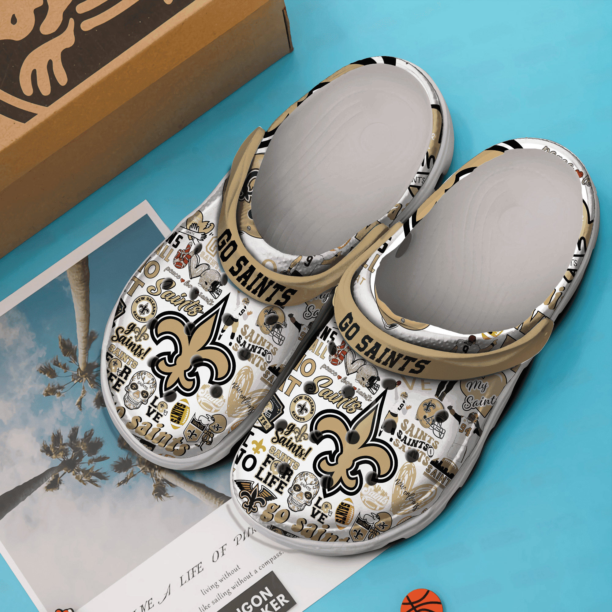 Merchidea New Orleans Saints NFL Sport Crocs Crocband Clogs Shoes Comfortable For Men Women and Kids